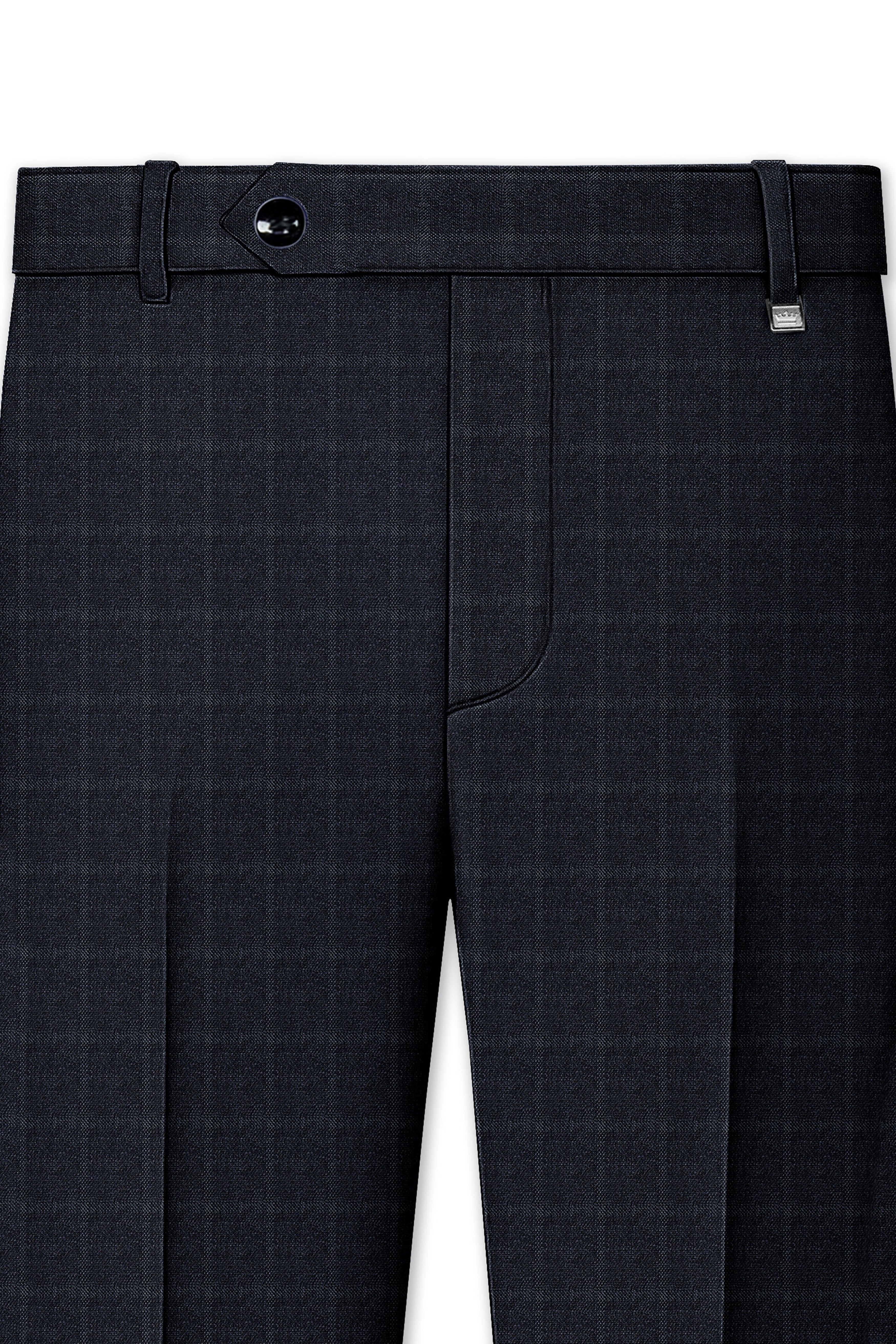 Bastille Light Black Windowpane Cross Placket Bandhgala Suit