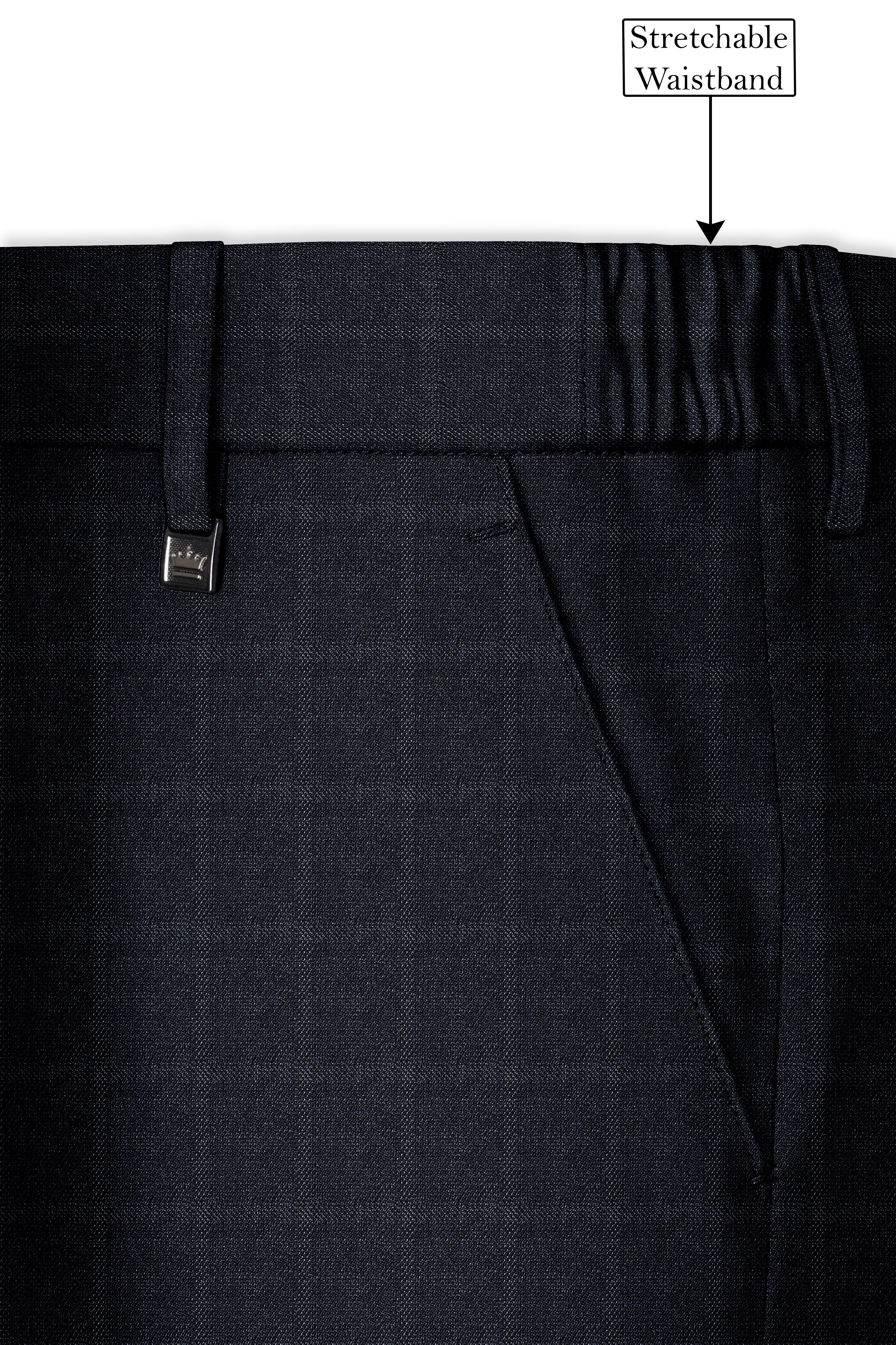 Bastille Light Black Windowpane Cross Placket Bandhgala Suit