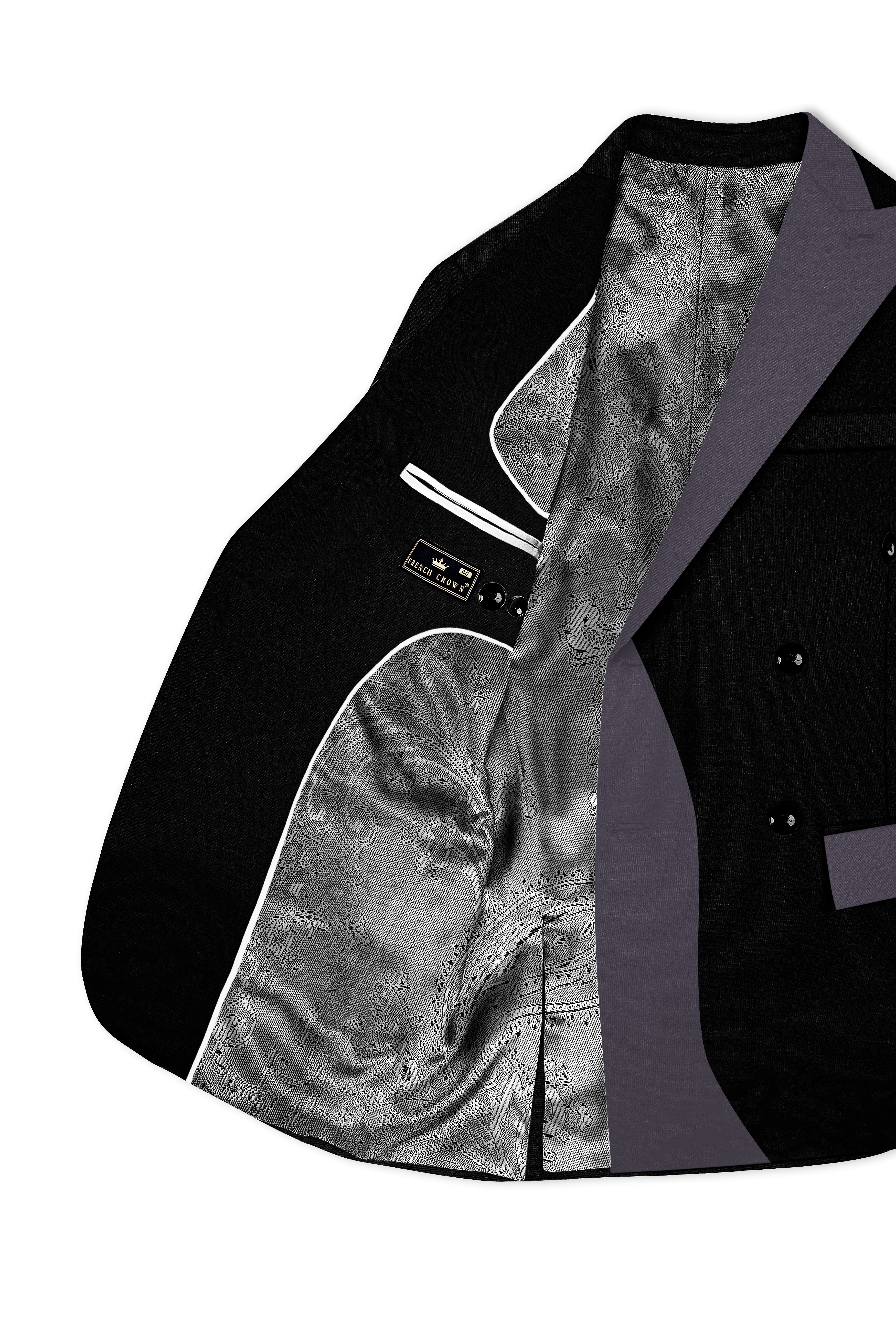 Jade Black Subtle Sheen with Dark Gray Stylish Lapel Designer Suit