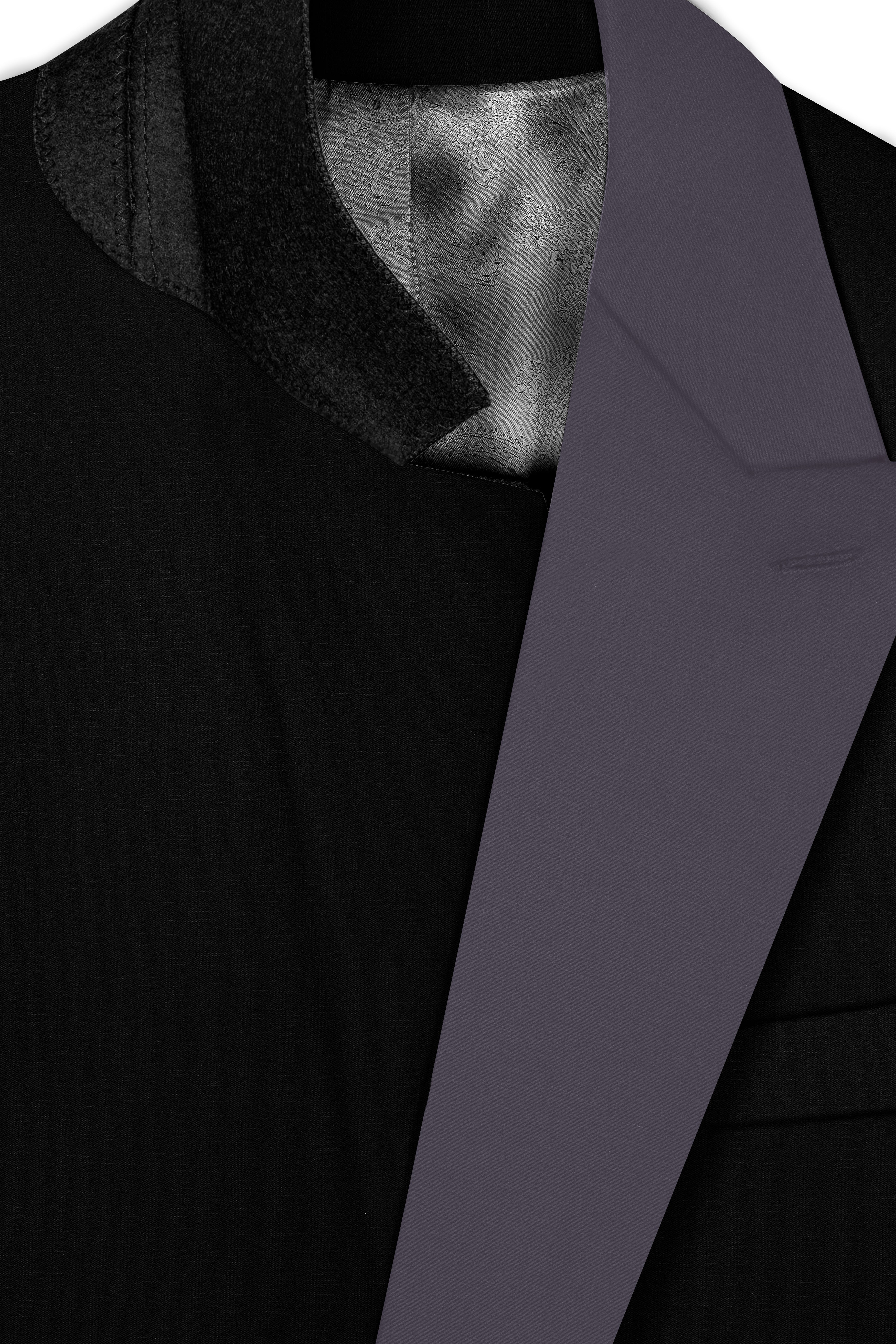 Jade Black Subtle Sheen with Dark Gray Stylish Lapel Designer Suit