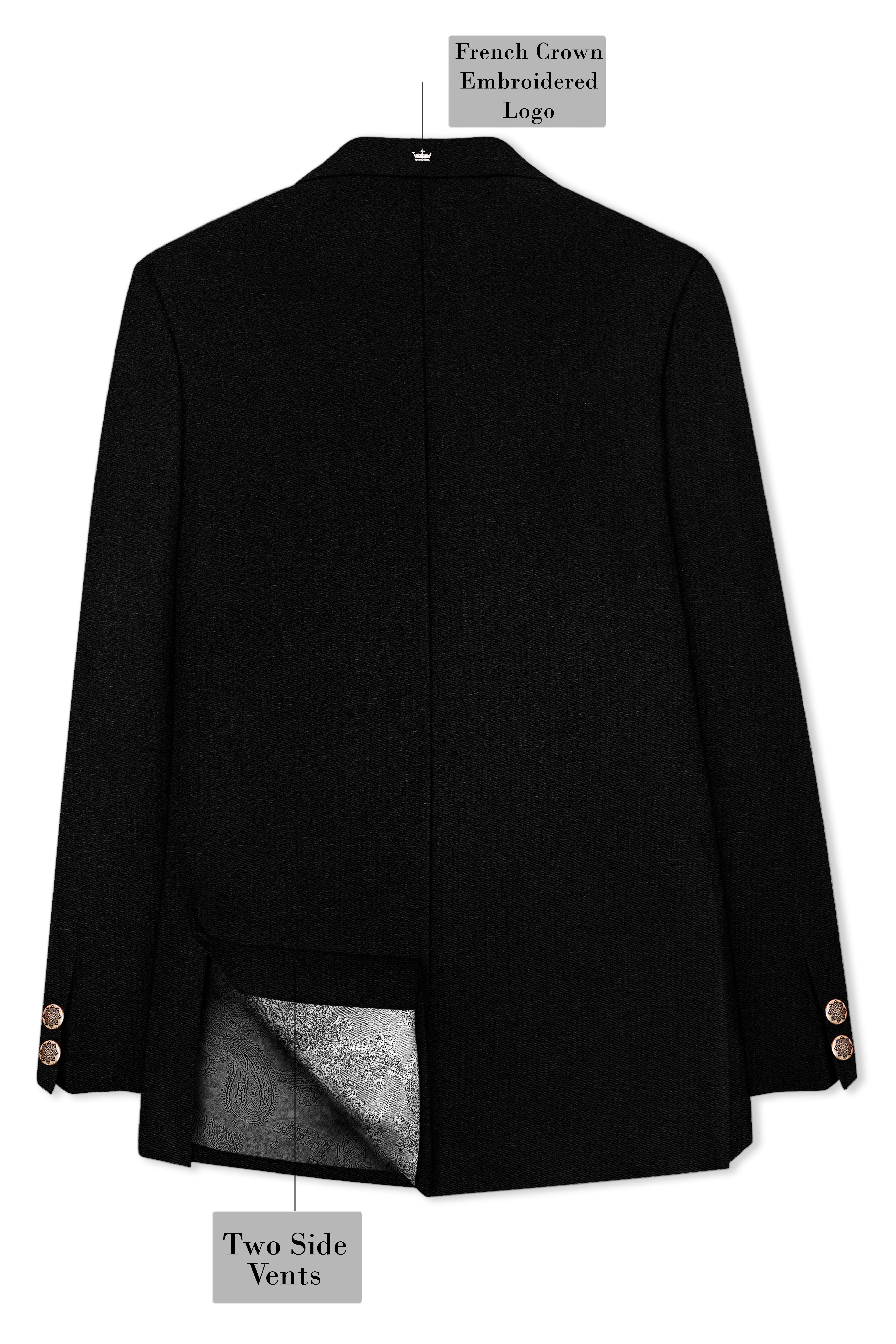 Jade Black Subtle Sheen with Dark Gray Stylish Lapel Designer Suit