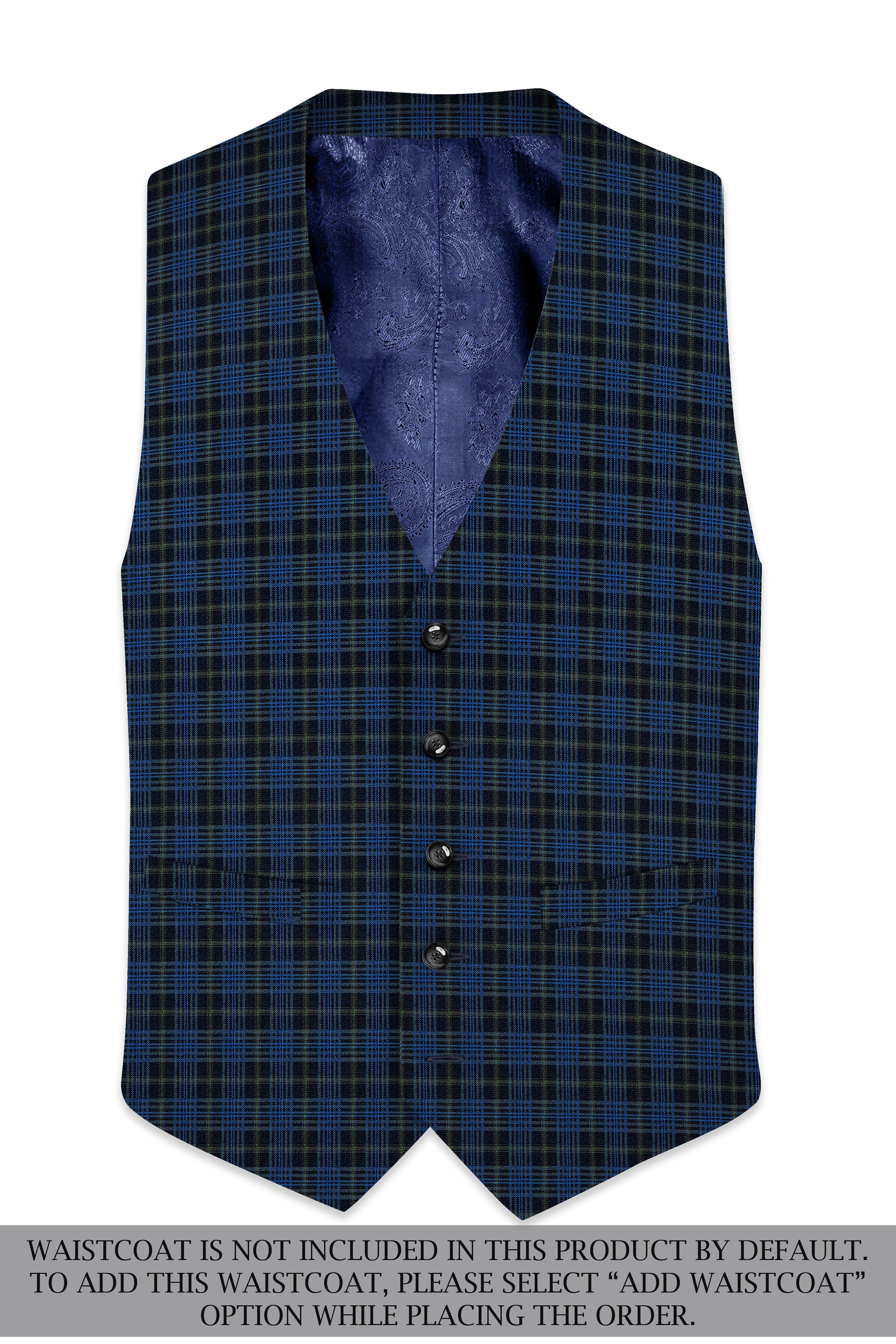 Fiord Navy Blue with Black Russian Plaid Double Breasted Sports Suit