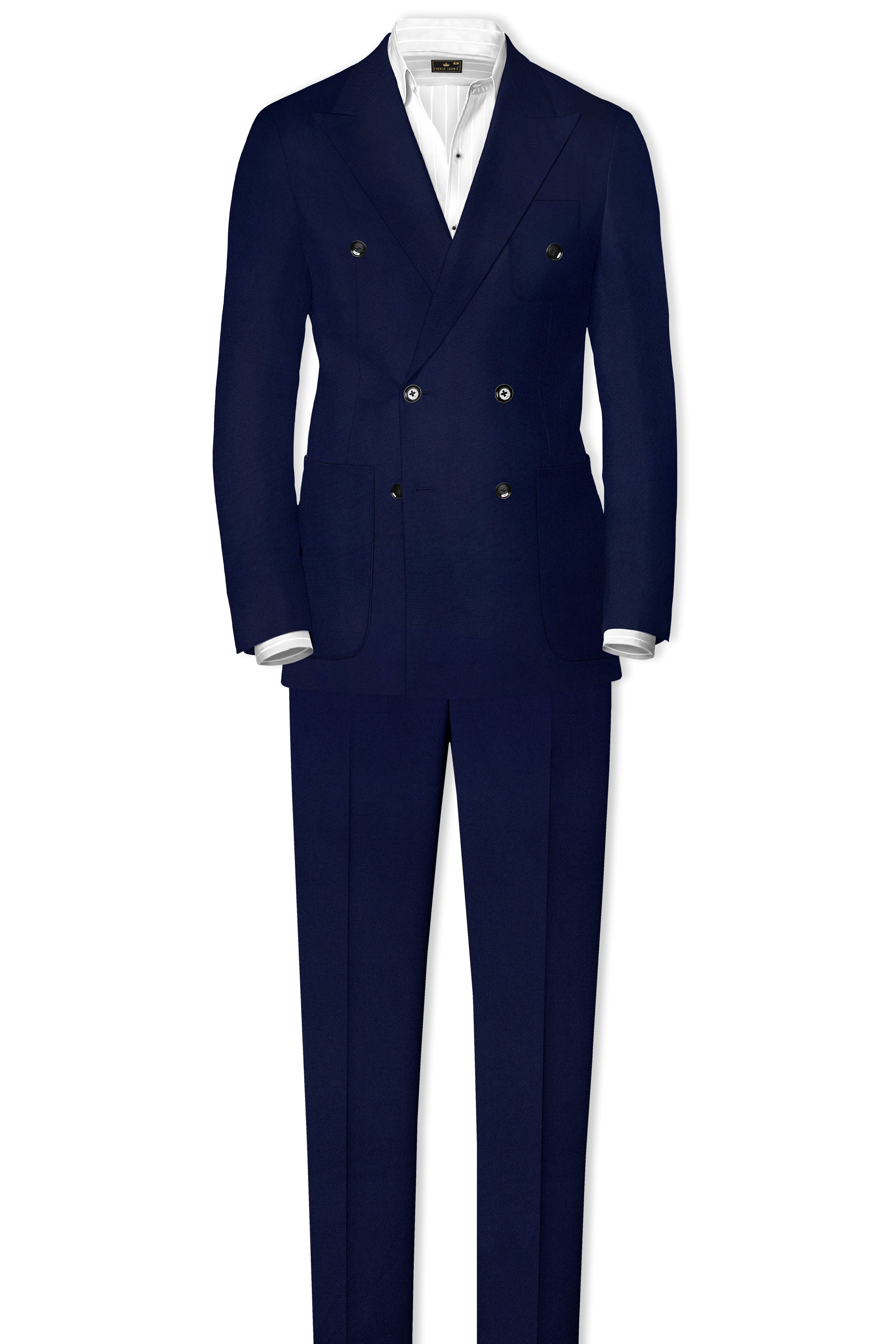 Baltic Navy Blue Wool Rich Double Breasted Sports Suit