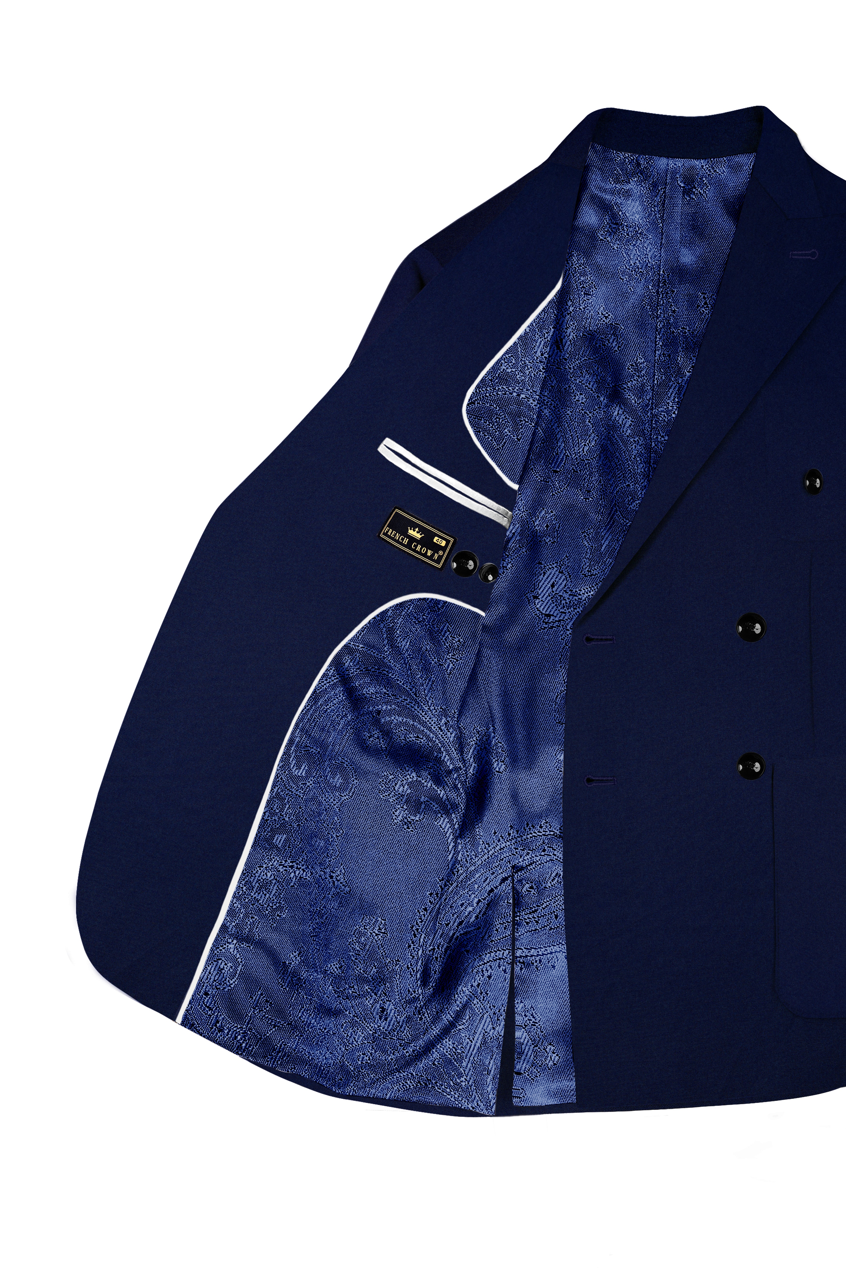 Baltic Navy Blue Wool Rich Double Breasted Sports Suit