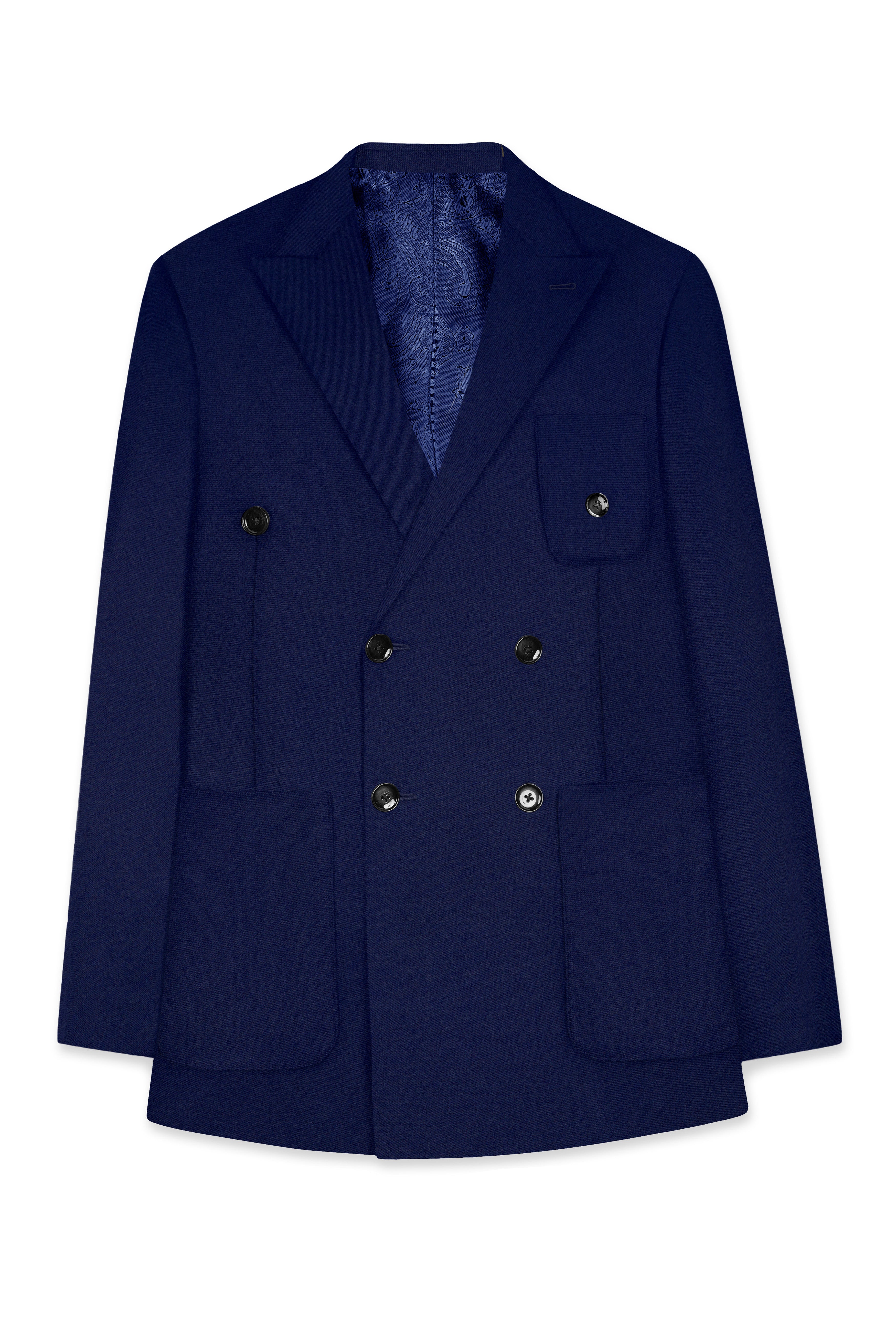 Baltic Navy Blue Wool Rich Double Breasted Sports Suit
