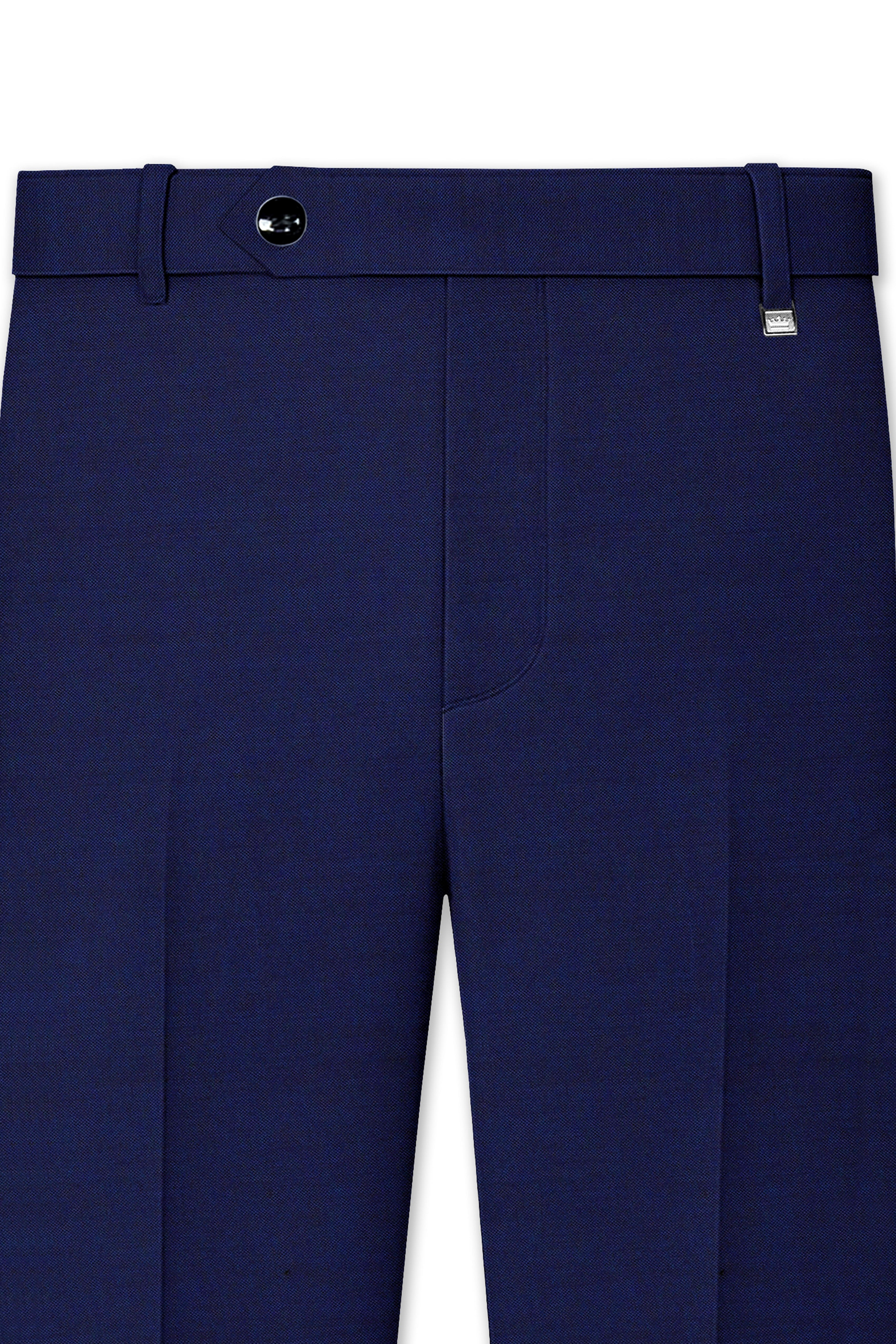 Gunmetal Blue Cross Placket Bandhgala Suit