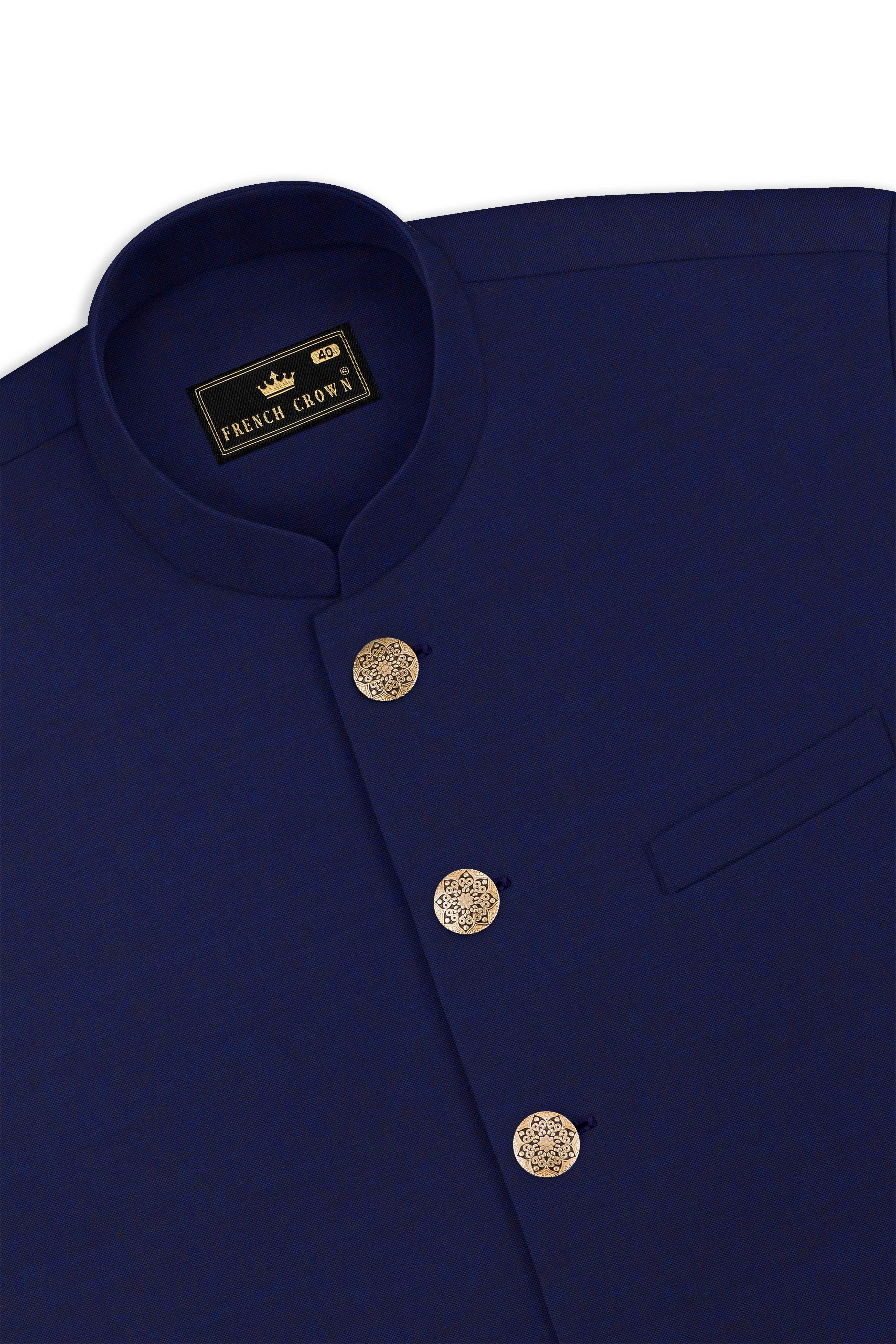 Gunmetal Blue Cross Placket Bandhgala Suit