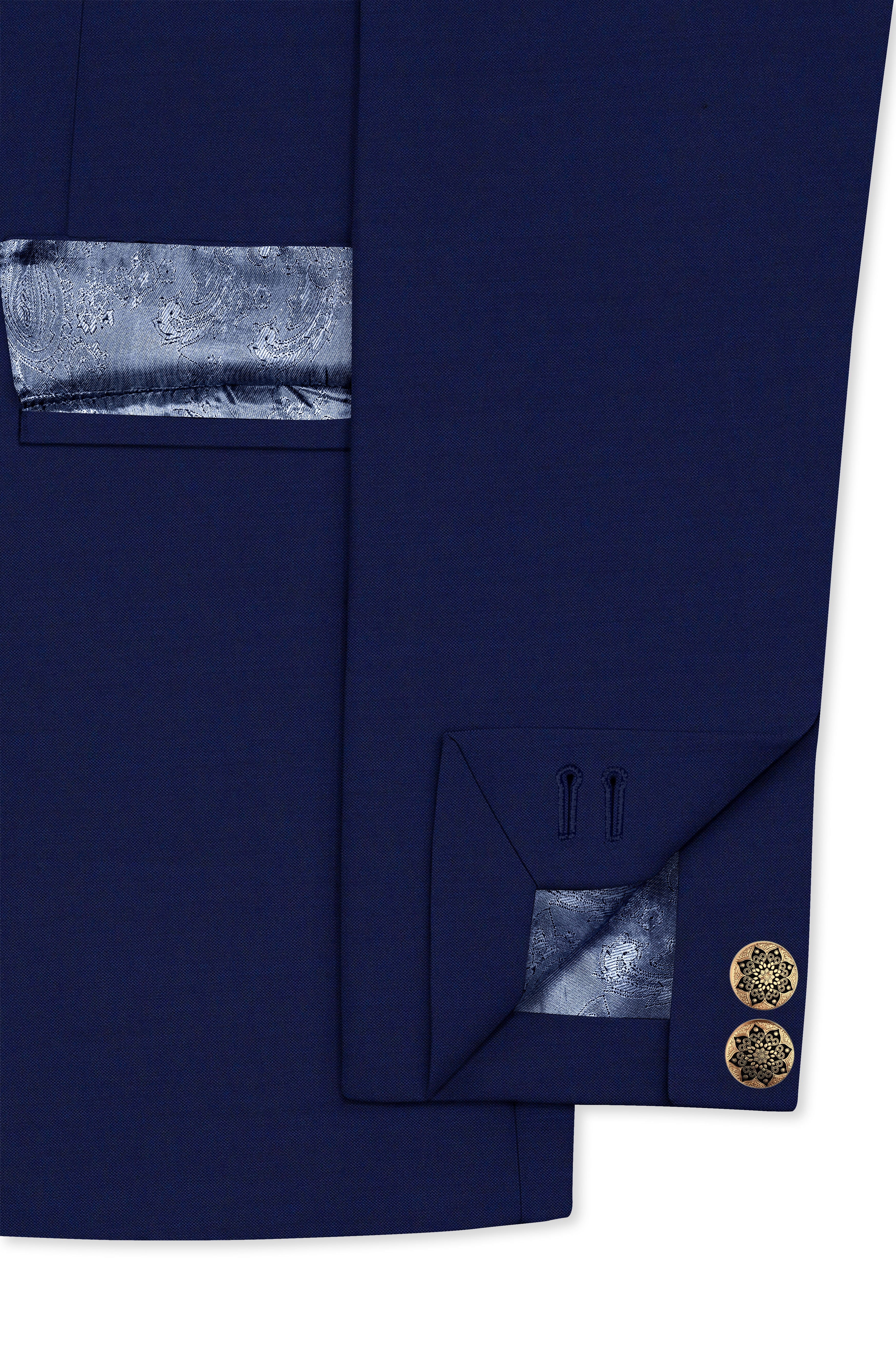 Gunmetal Blue Cross Placket Bandhgala Suit