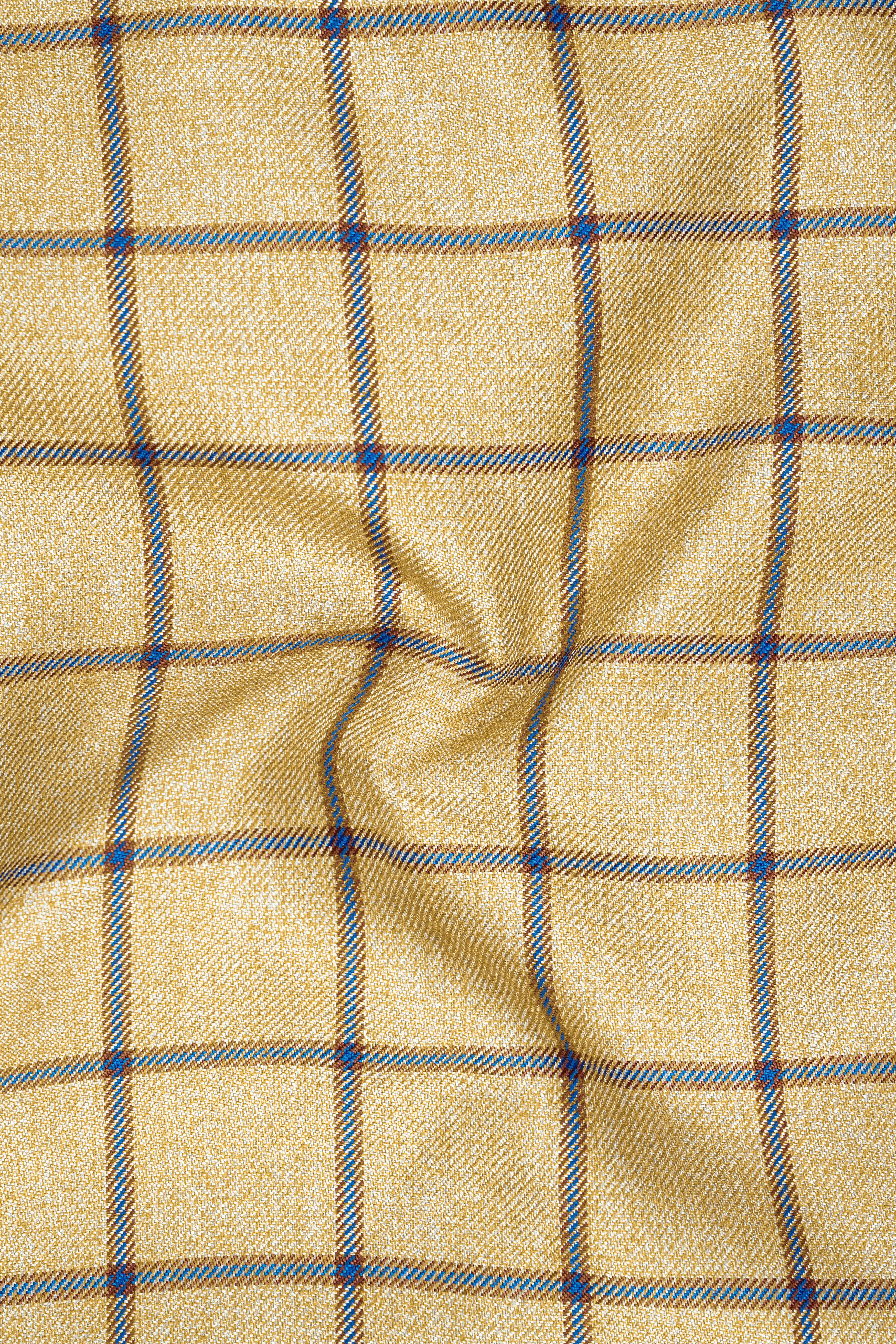 Mongoose Brown with Dianne Blue Windowpane Cross Placket Bandhgala Suit