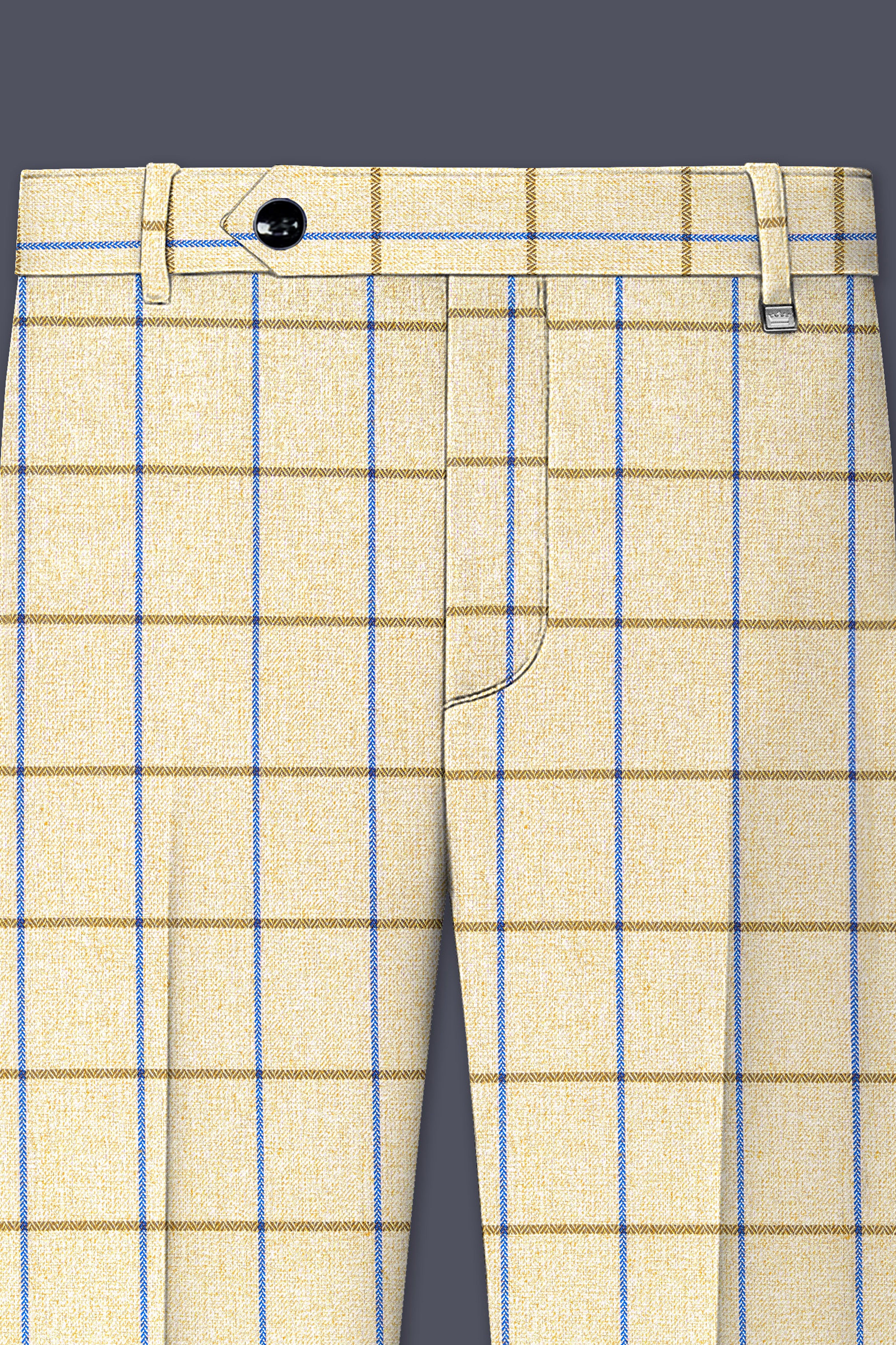 Mushroom Light Brown Checkered Bandhgala Suit