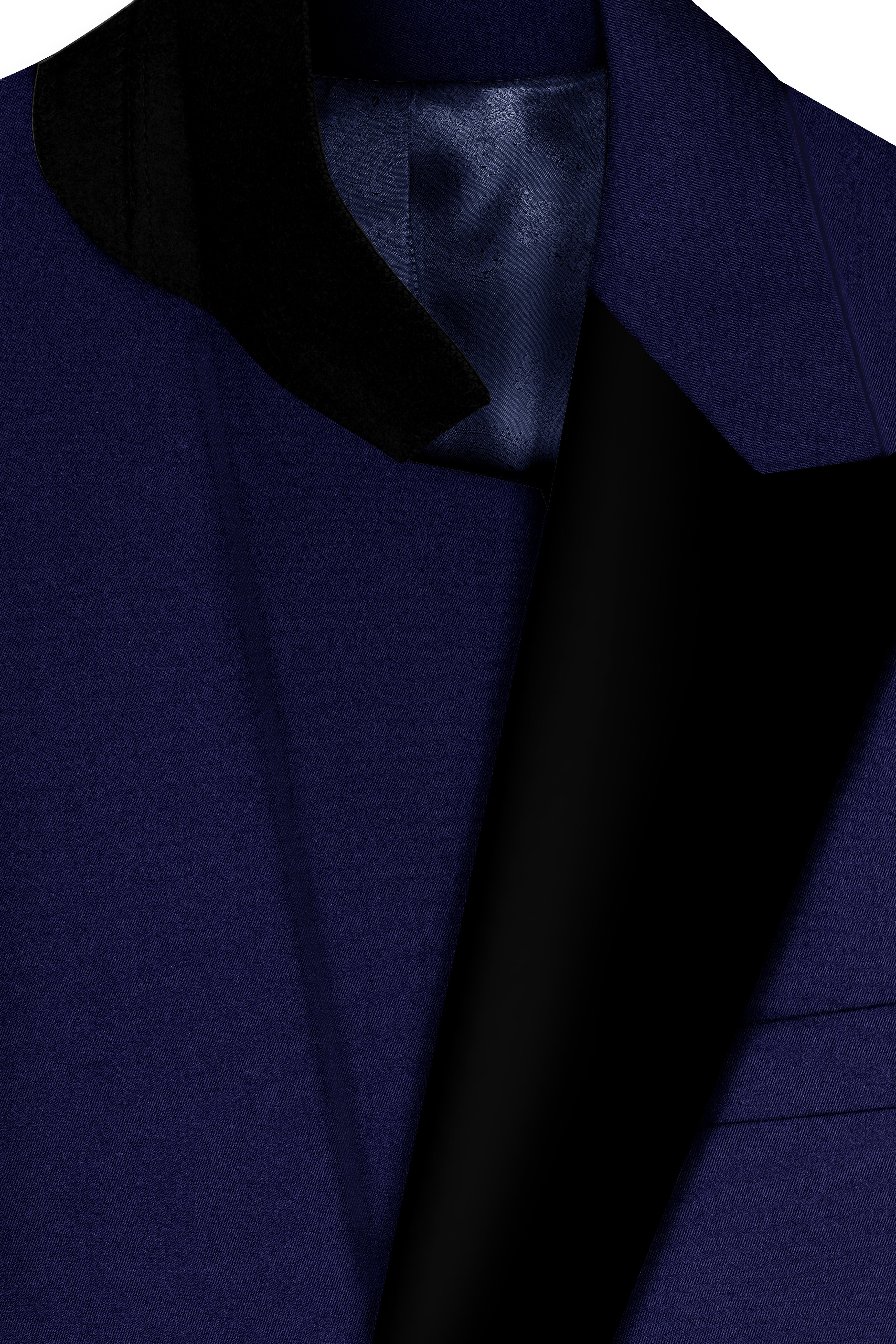 Bleached Cedar Blue Double Breasted Black Lapel Designer Suit