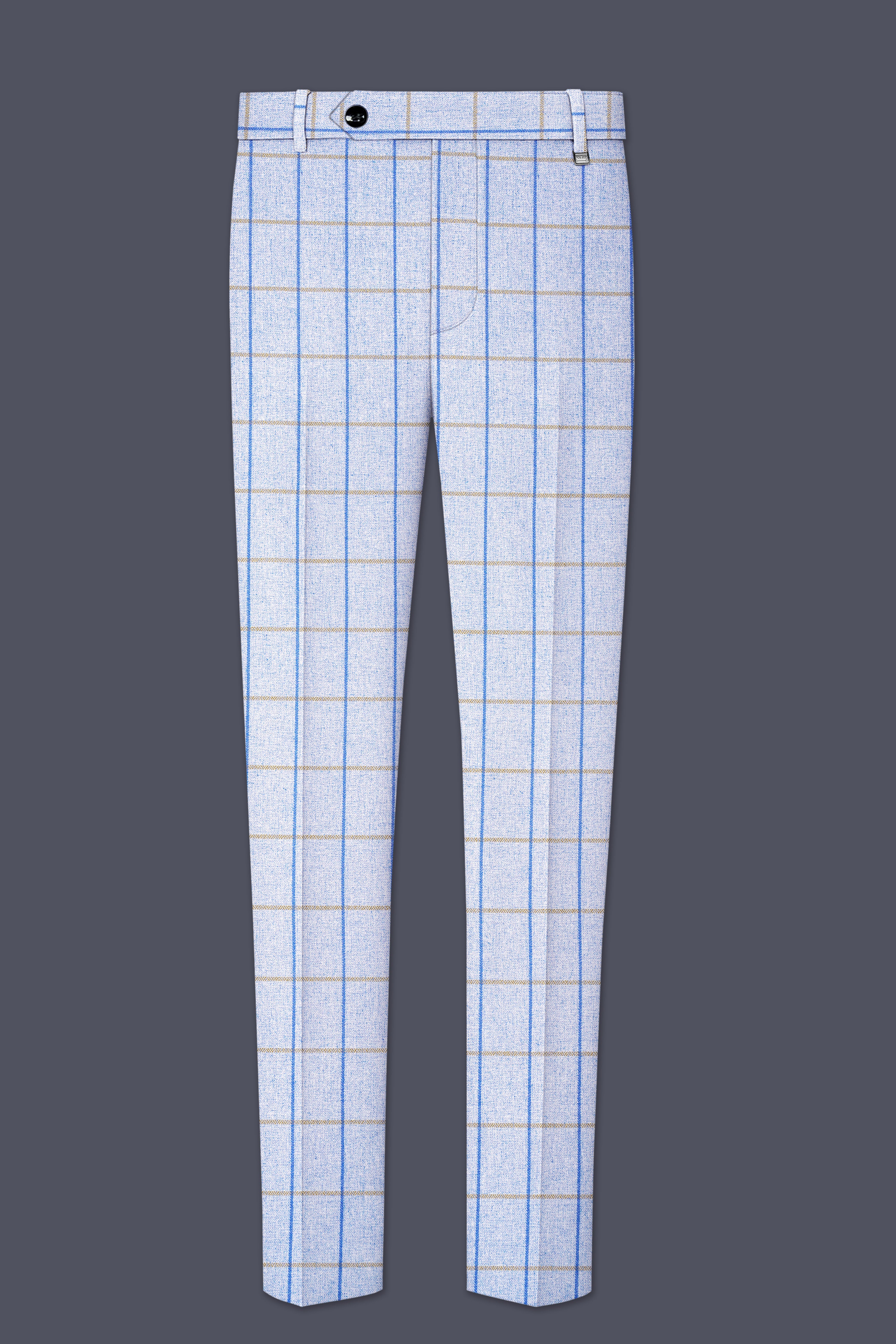 Mobster Blue Checkered Double Breasted Black Lapel Designer Suit