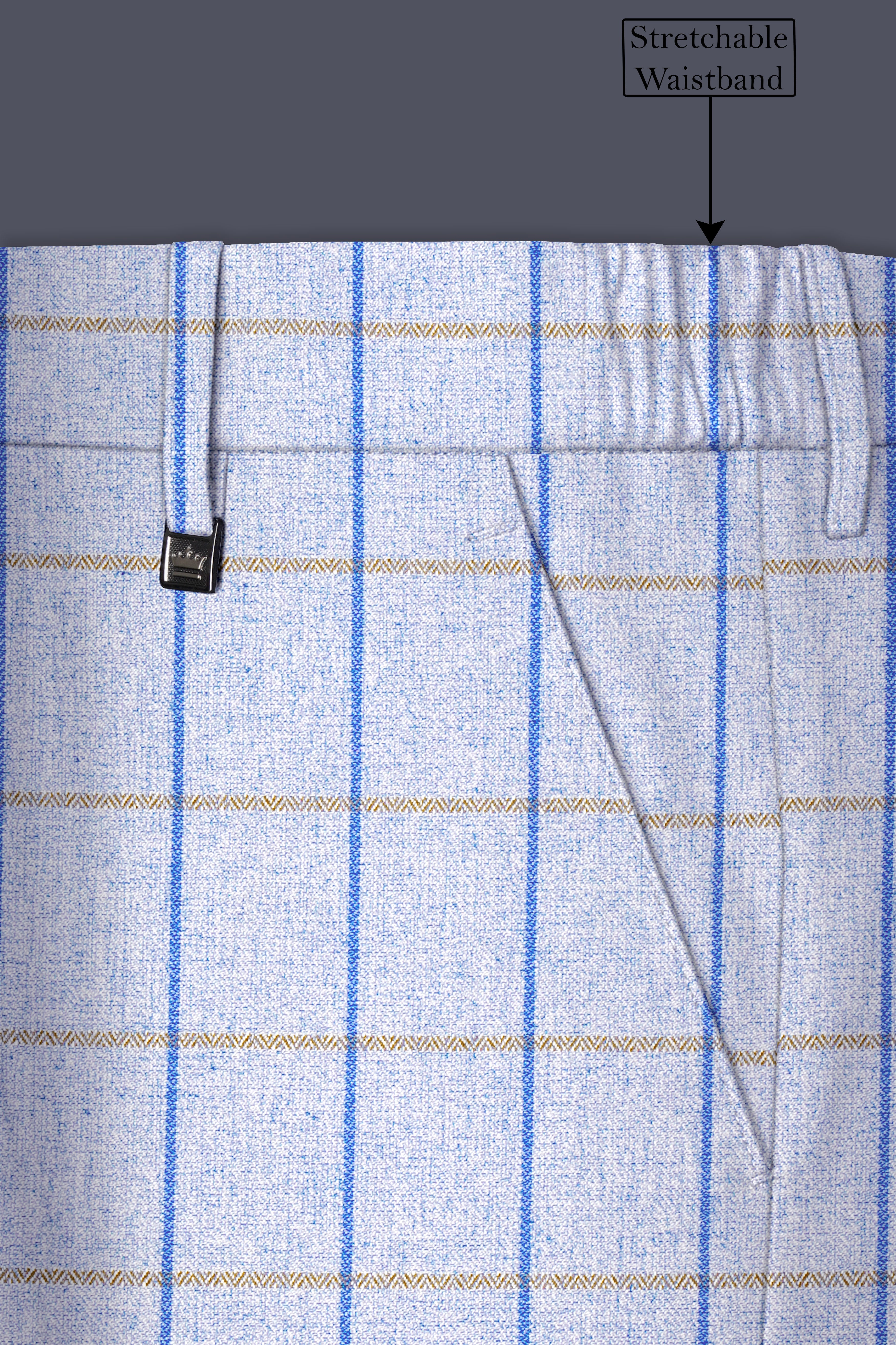 Mobster Blue Checkered Double Breasted Black Lapel Designer Suit