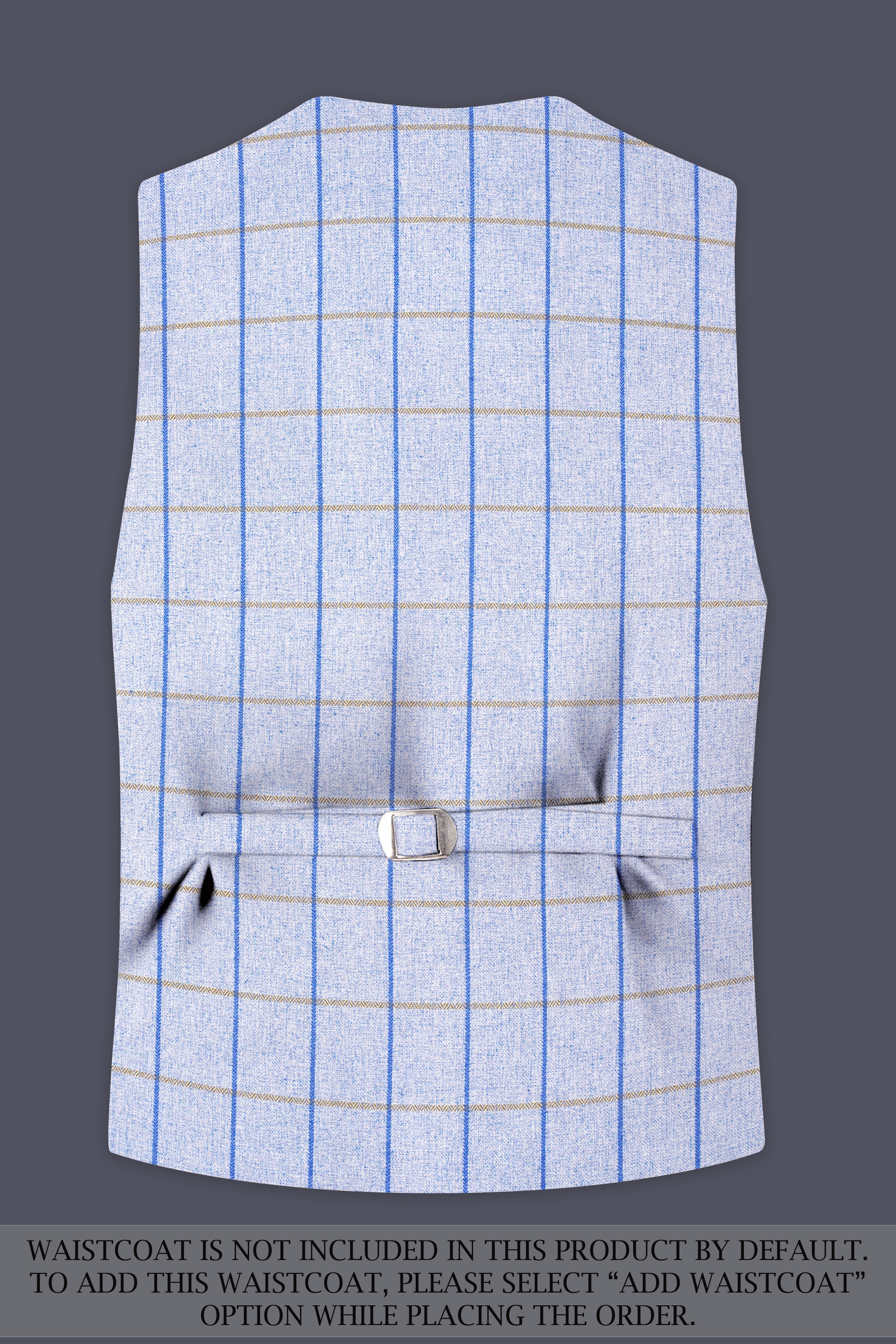 Mobster Blue Checkered Double Breasted Black Lapel Designer Suit