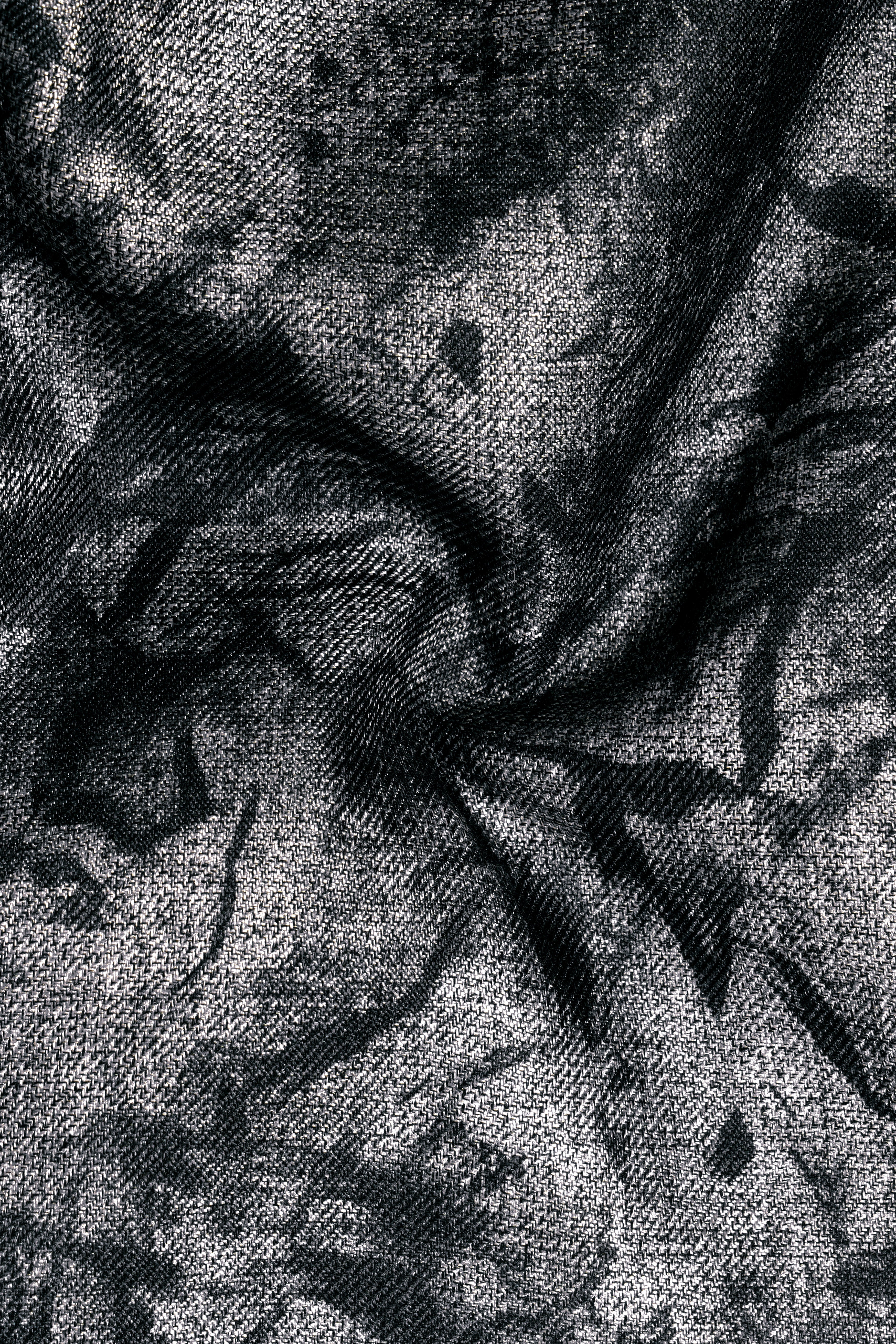 Dawn Gray and Onyx Black textured Cross Placket Bandhgala Designer Suit