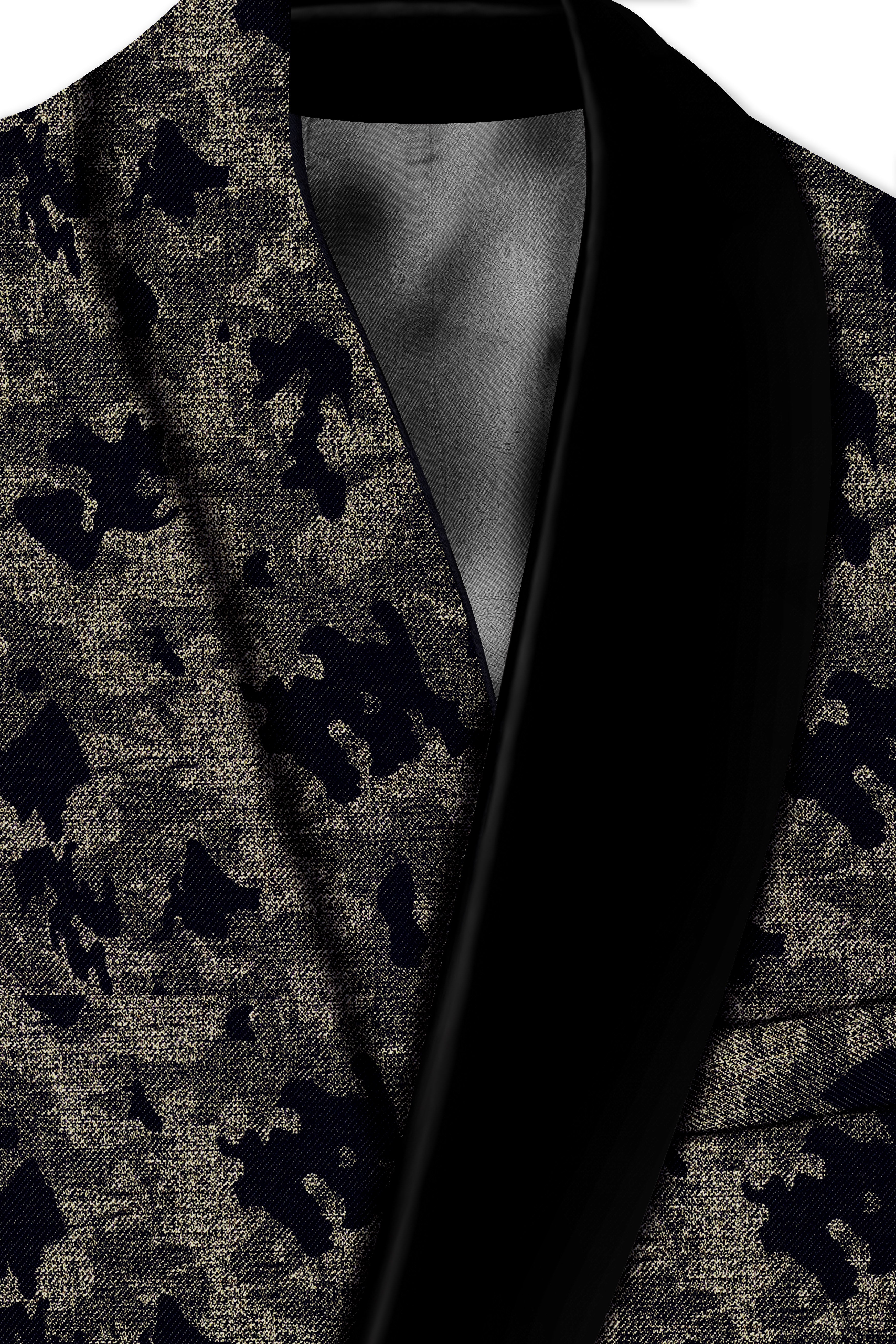 Tundora Brown with Jade Black Ditsy Textured Designer Tuxedo Suit