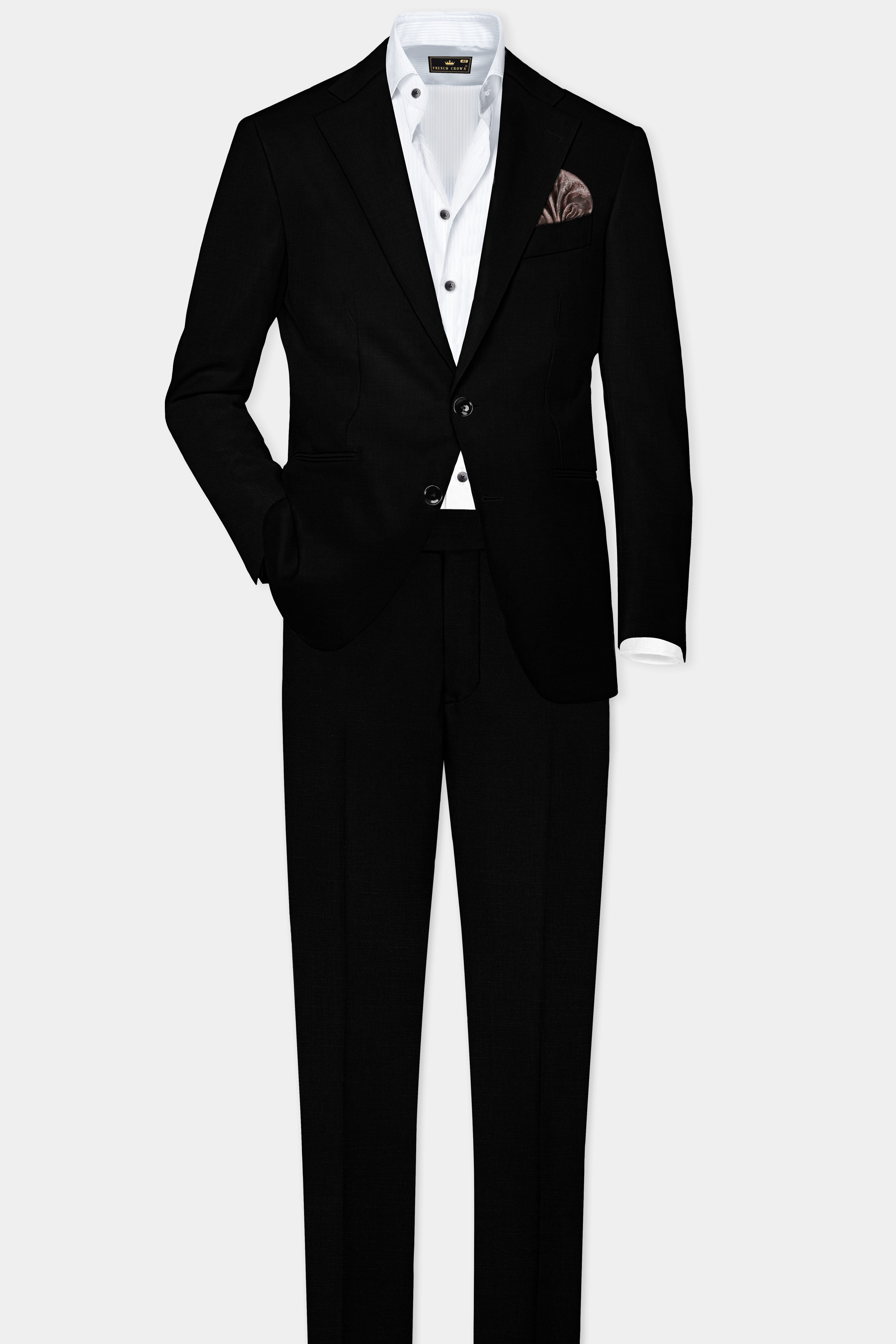 Jade Black Stretchable Subtle Sheen Slight Stretch Performance Suit