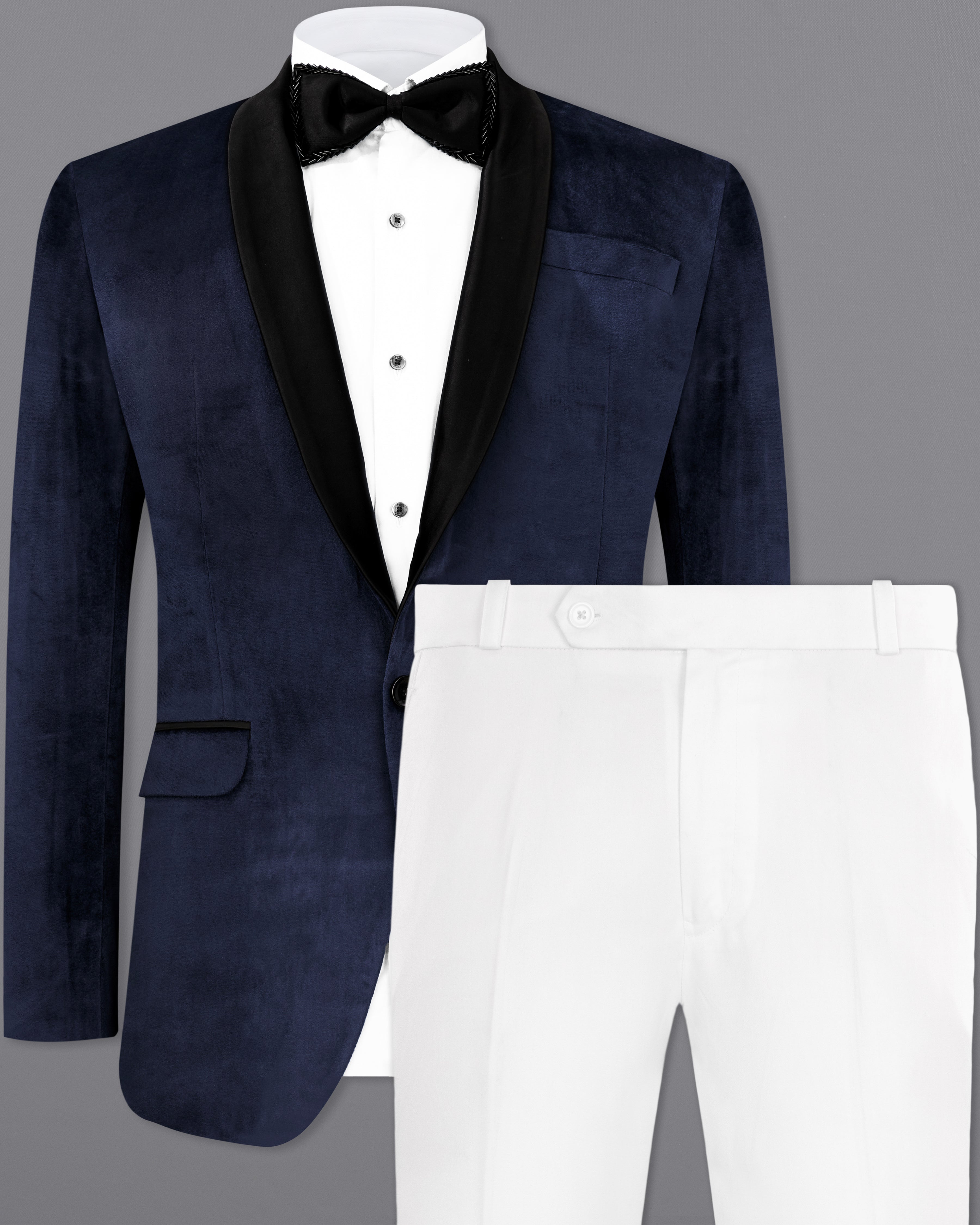 Thunder Blue Velvet Tuxedo Designer Suit