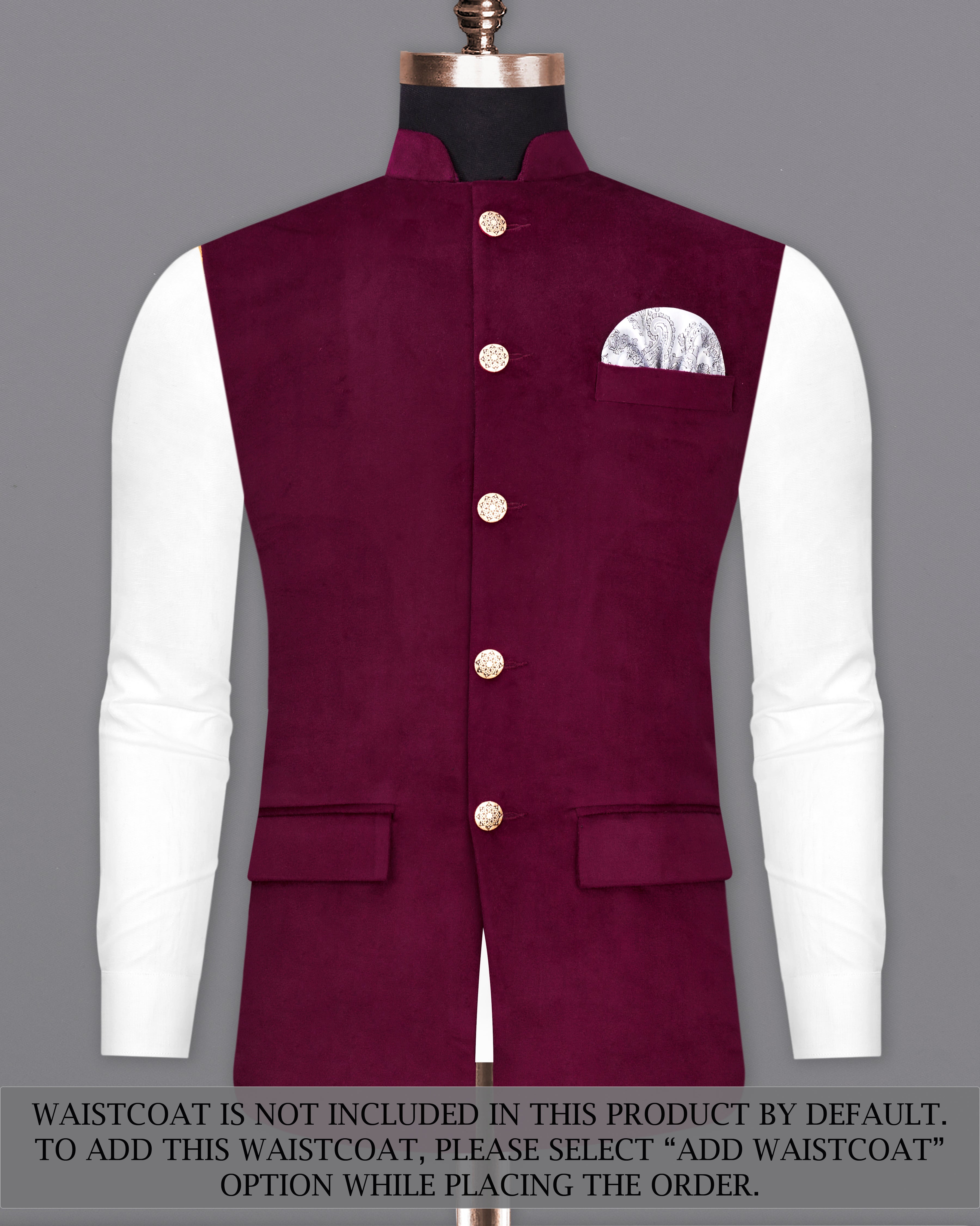 Barossa Maroon Single Breasted Velvet Designer Suit