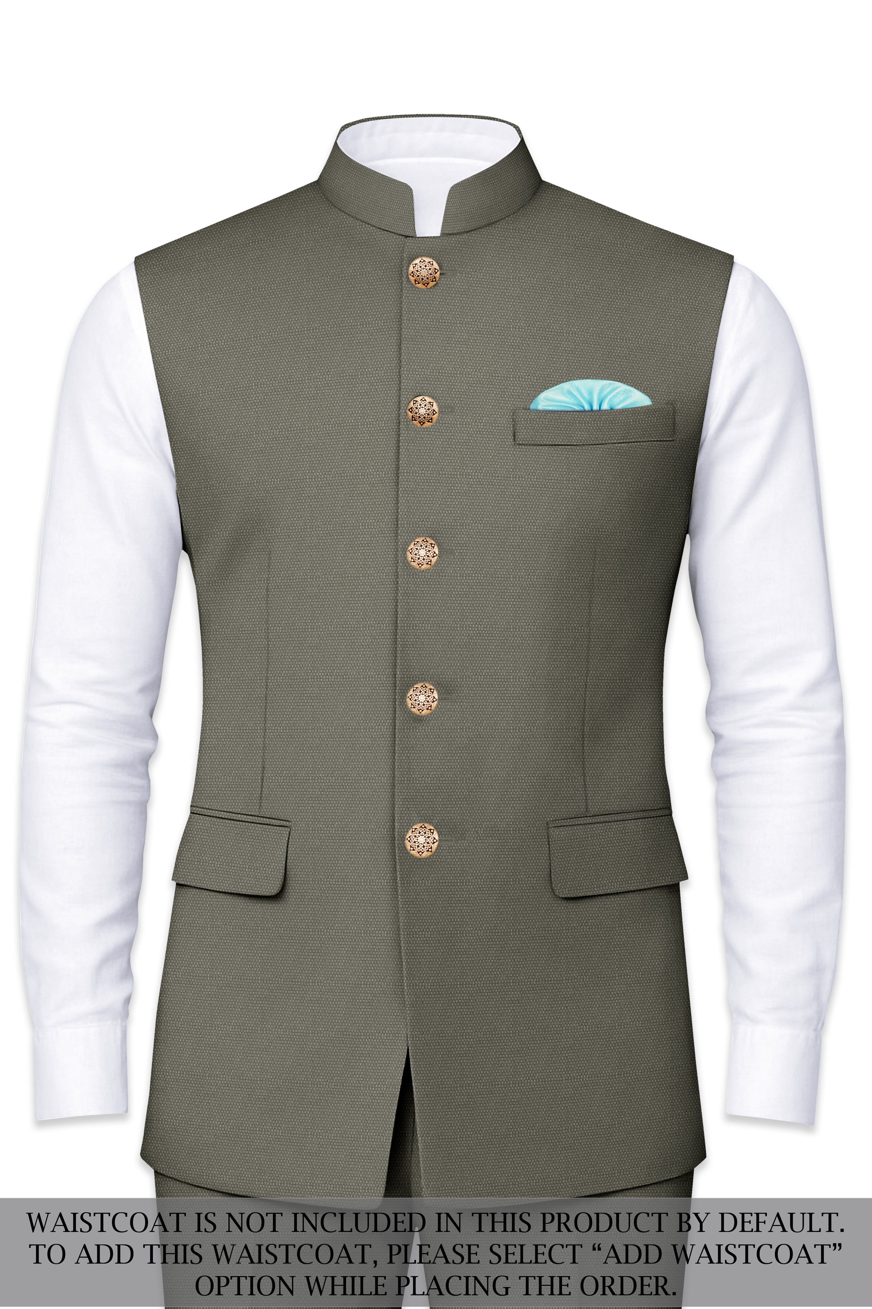 Sandstonne Green Cross Placket Bandhgala Suit