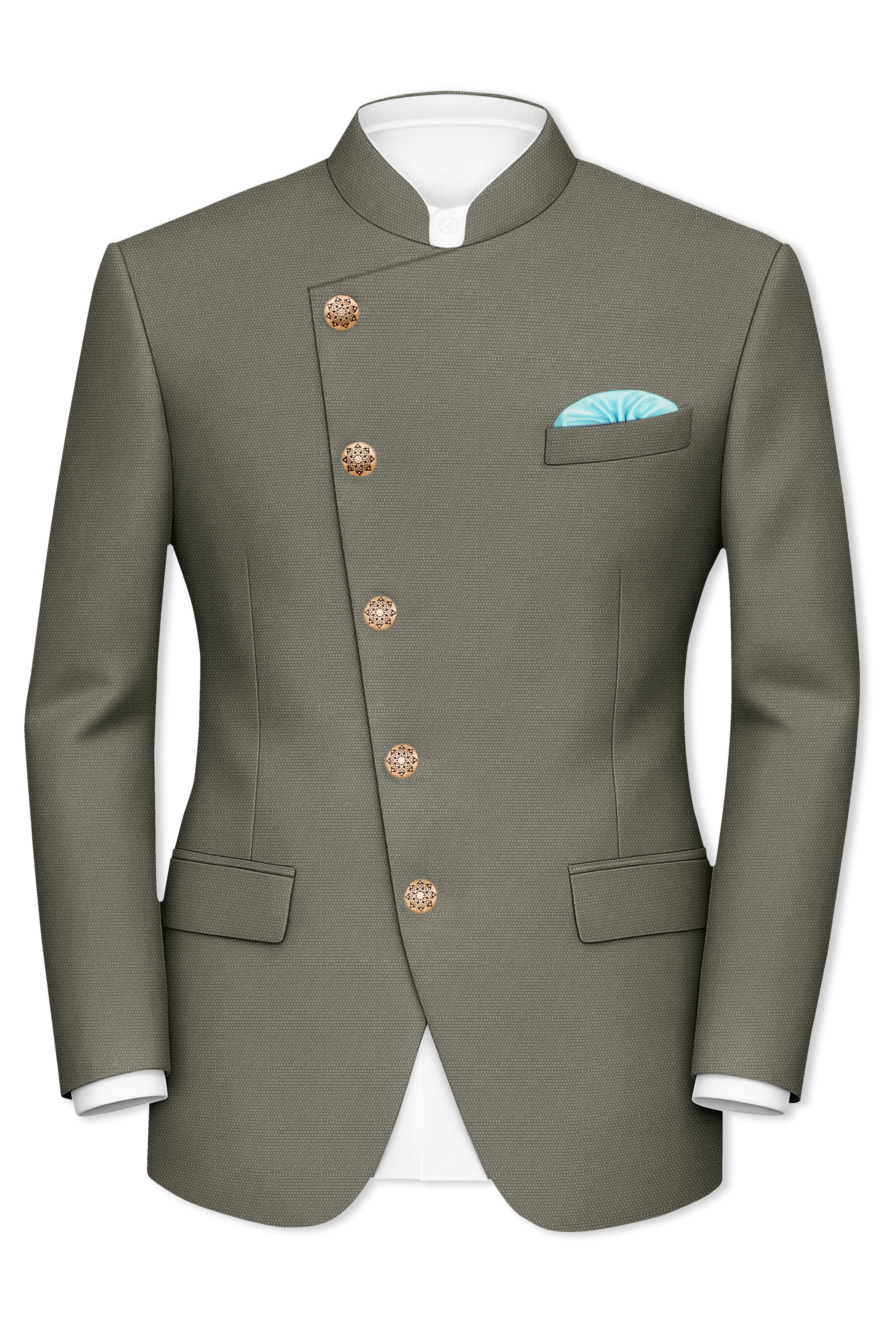 Sandstonne Green Cross Placket Bandhgala Suit