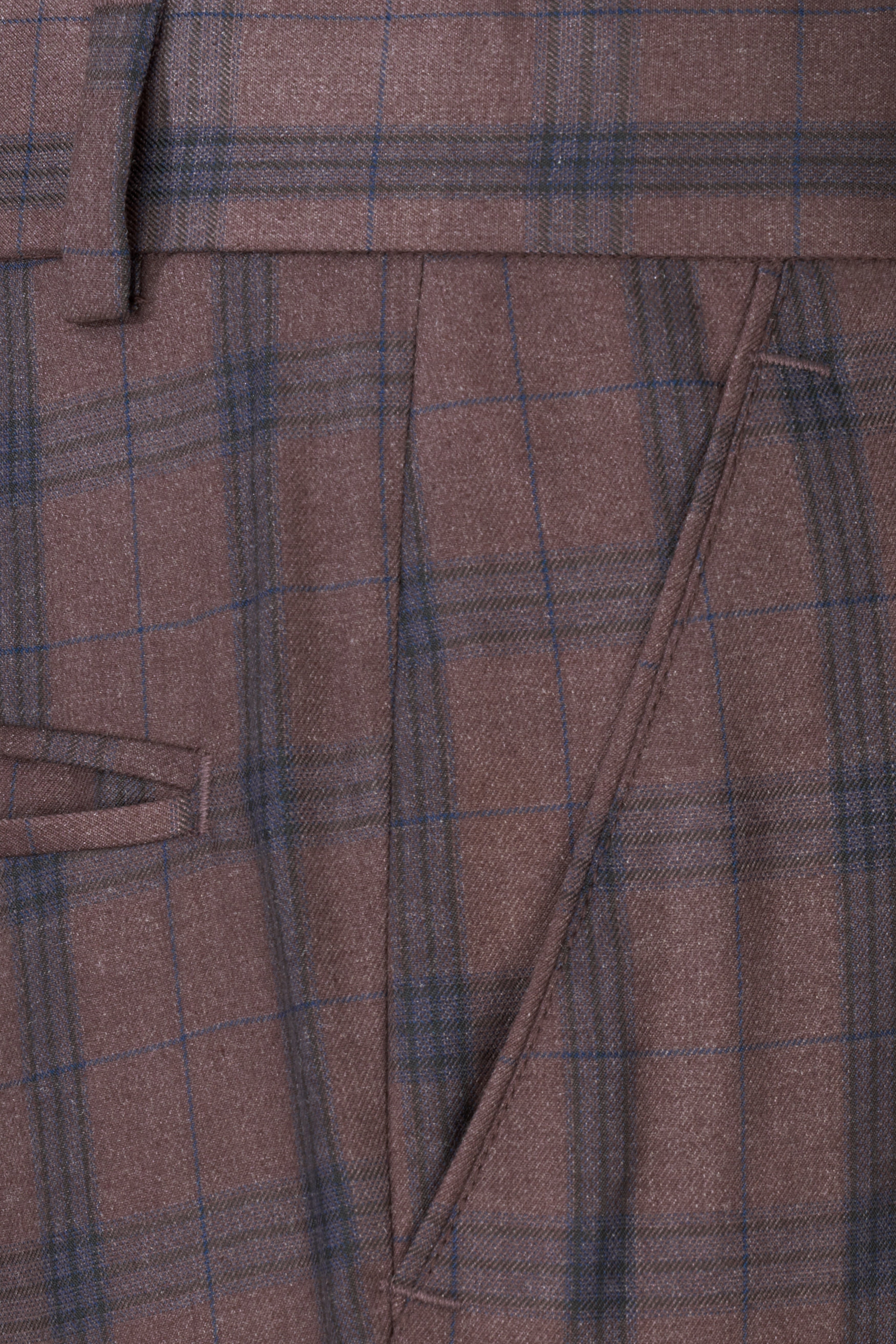 Taupe Brown Plaid Single Breasted Suit