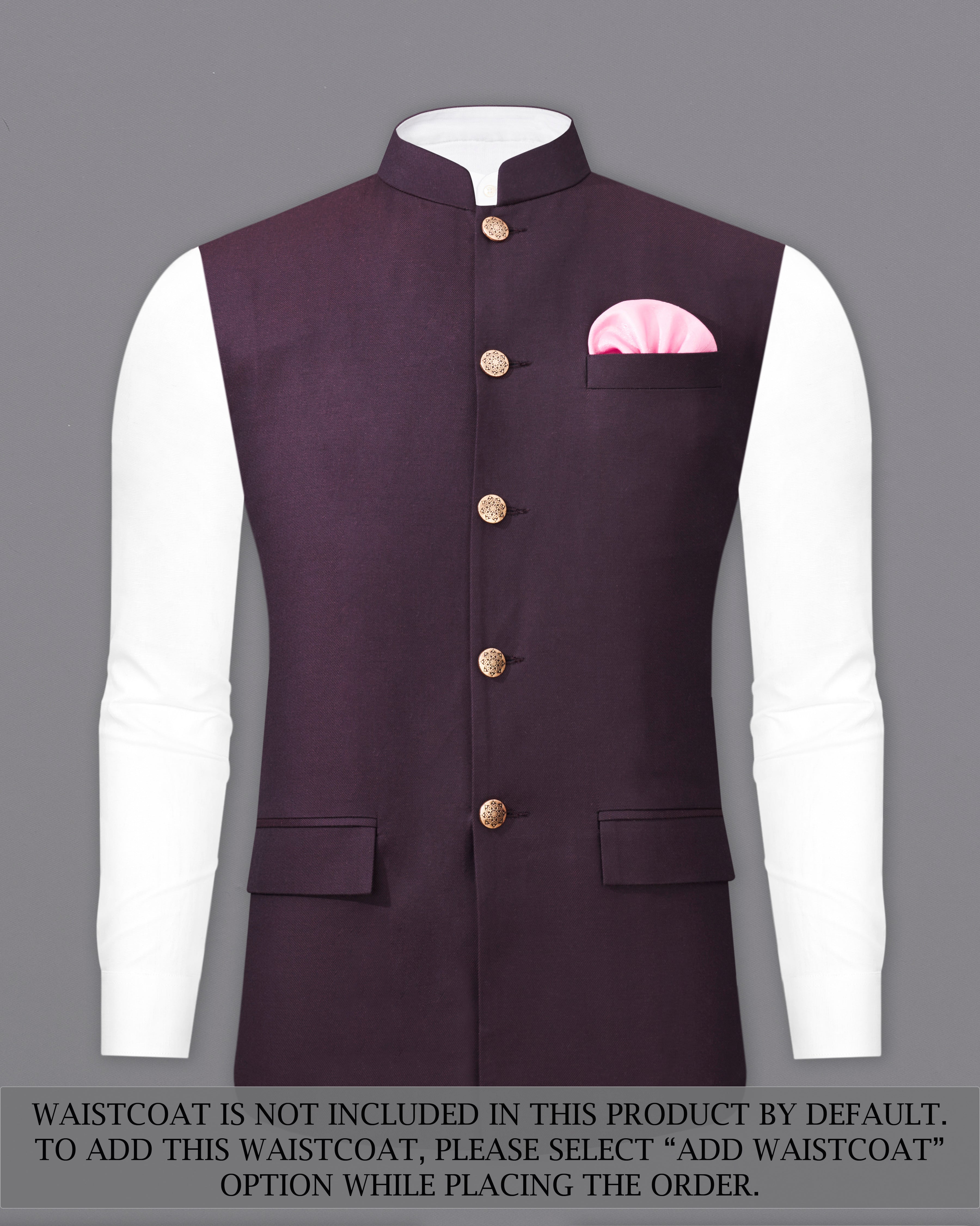 Eclipse Wine Cross Placket Bandhgala Suit