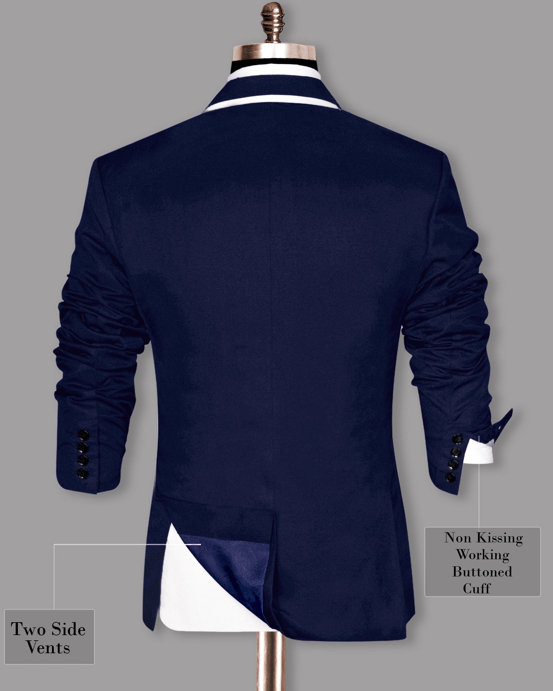 Space Blue Subtle Sheen with White Border Patterned Suit