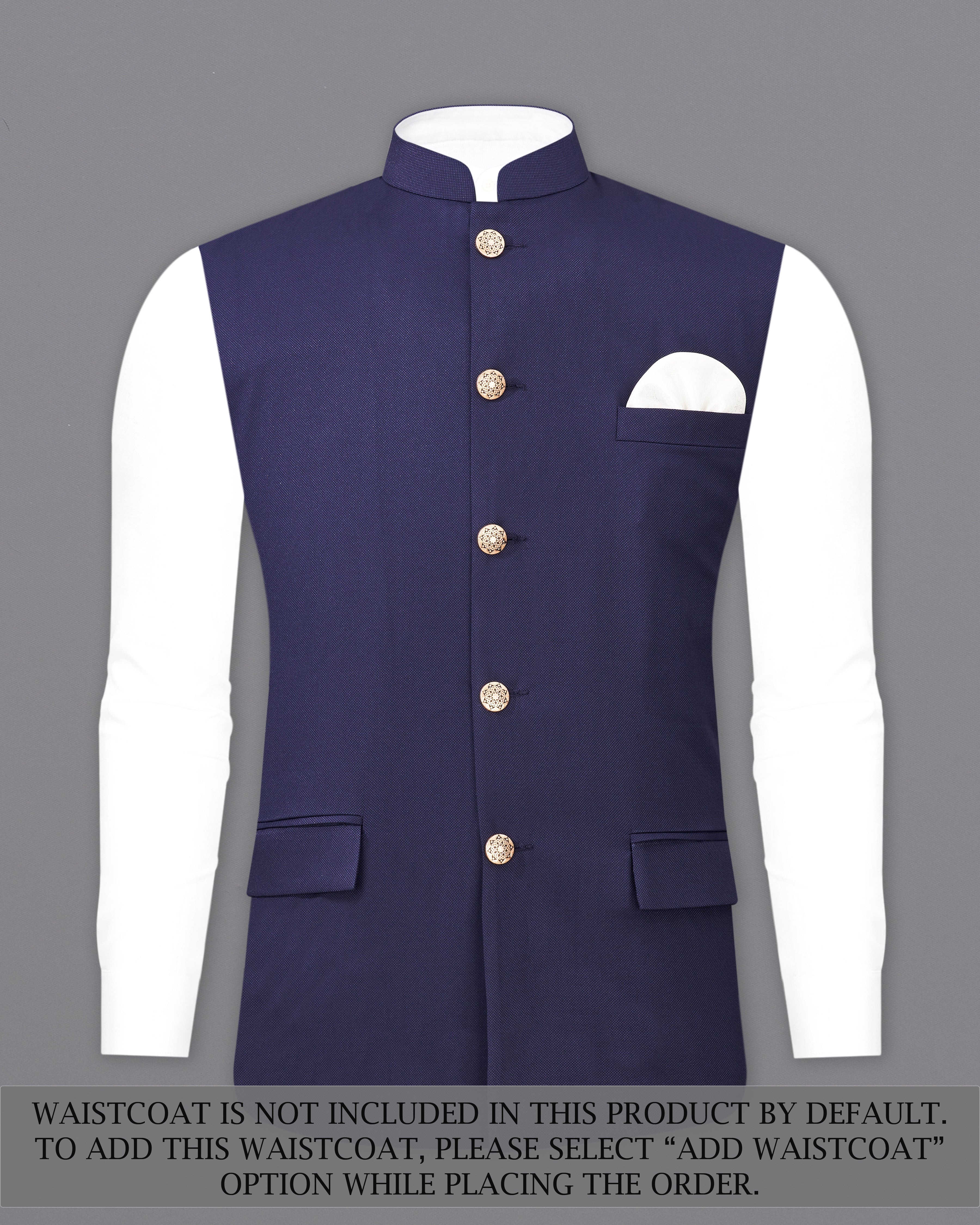 Ebony Clay Navy Blue Bandhgala Suit