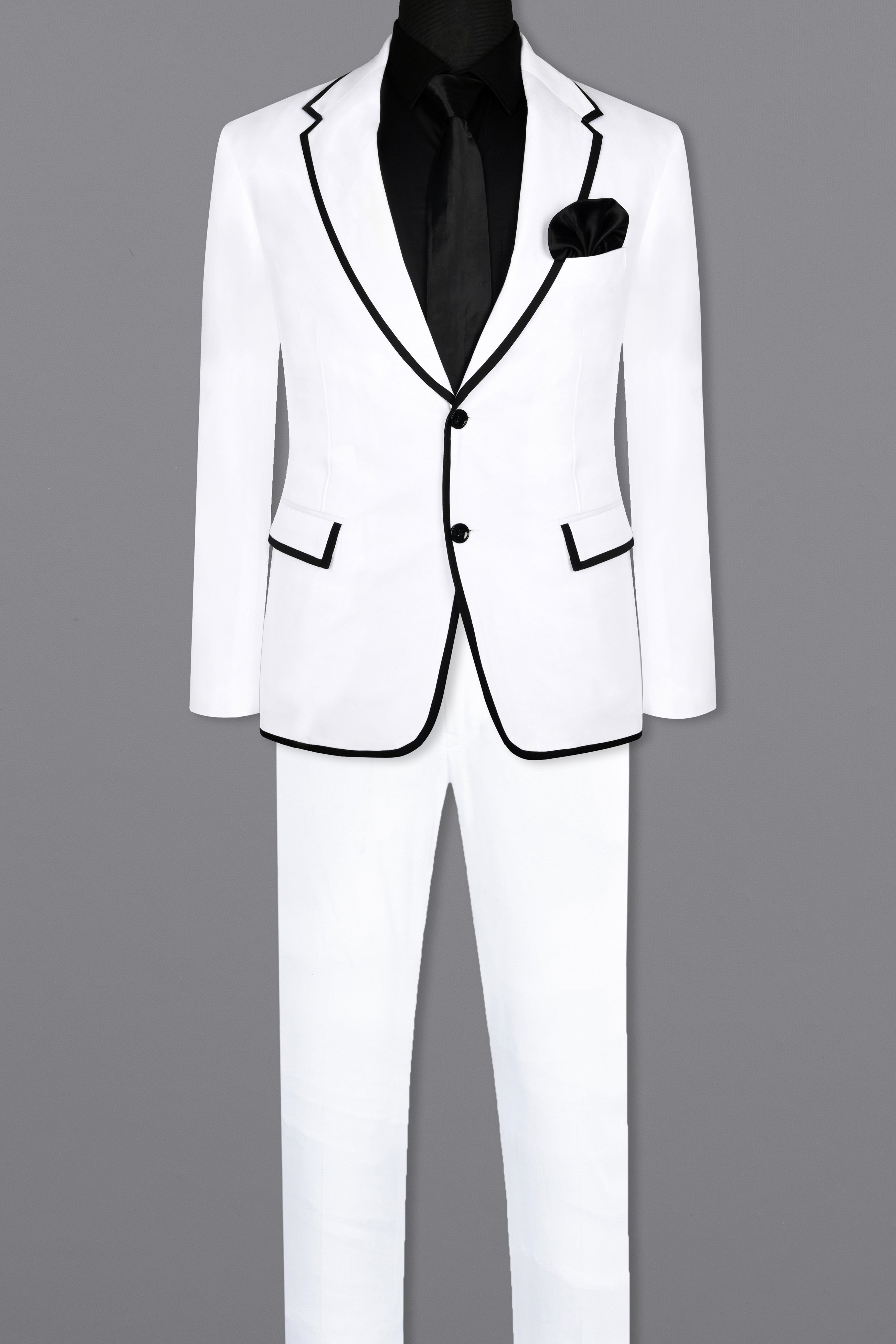 White with Black Border Patterned Cotton suit