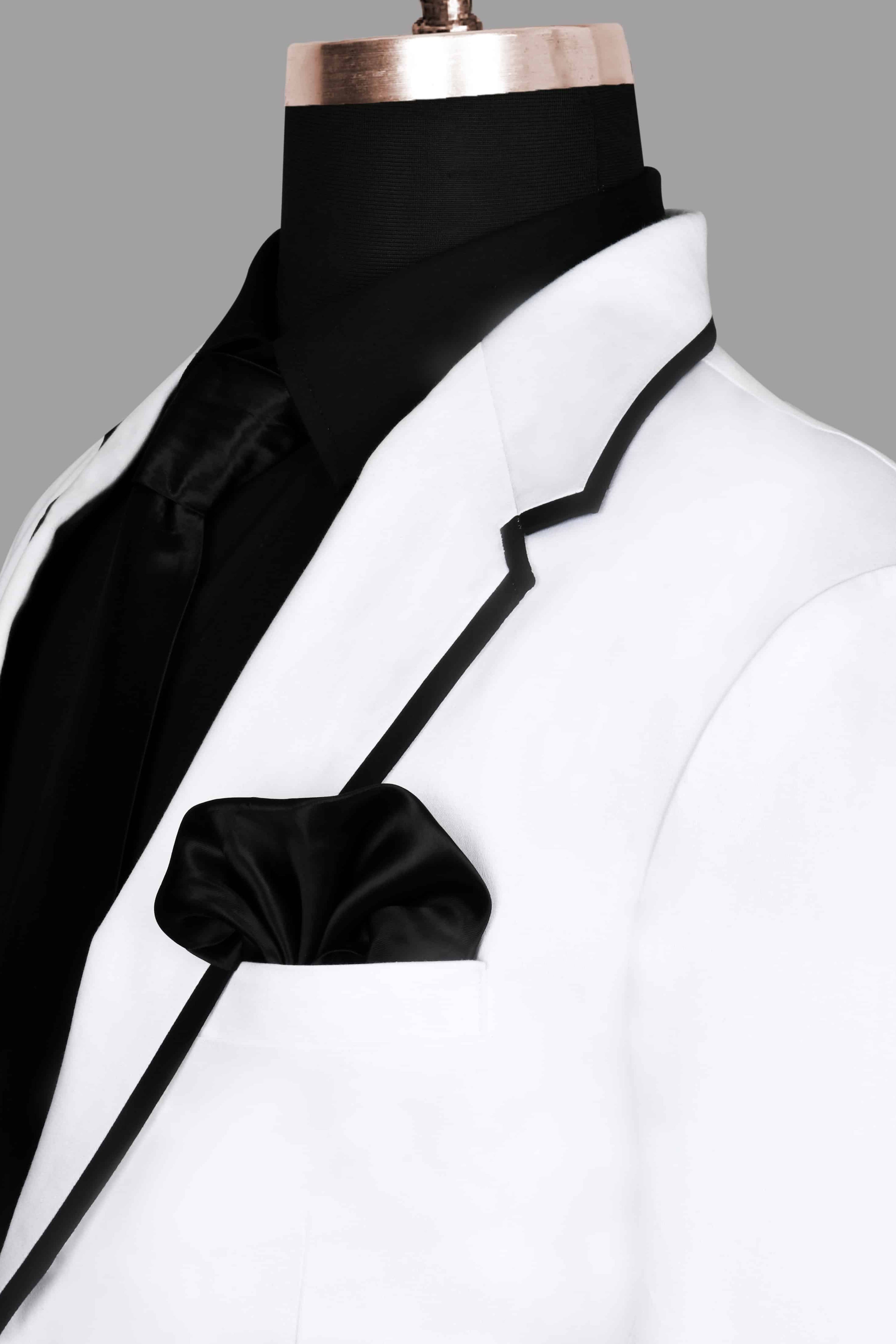 White with Black Border Patterned Cotton suit