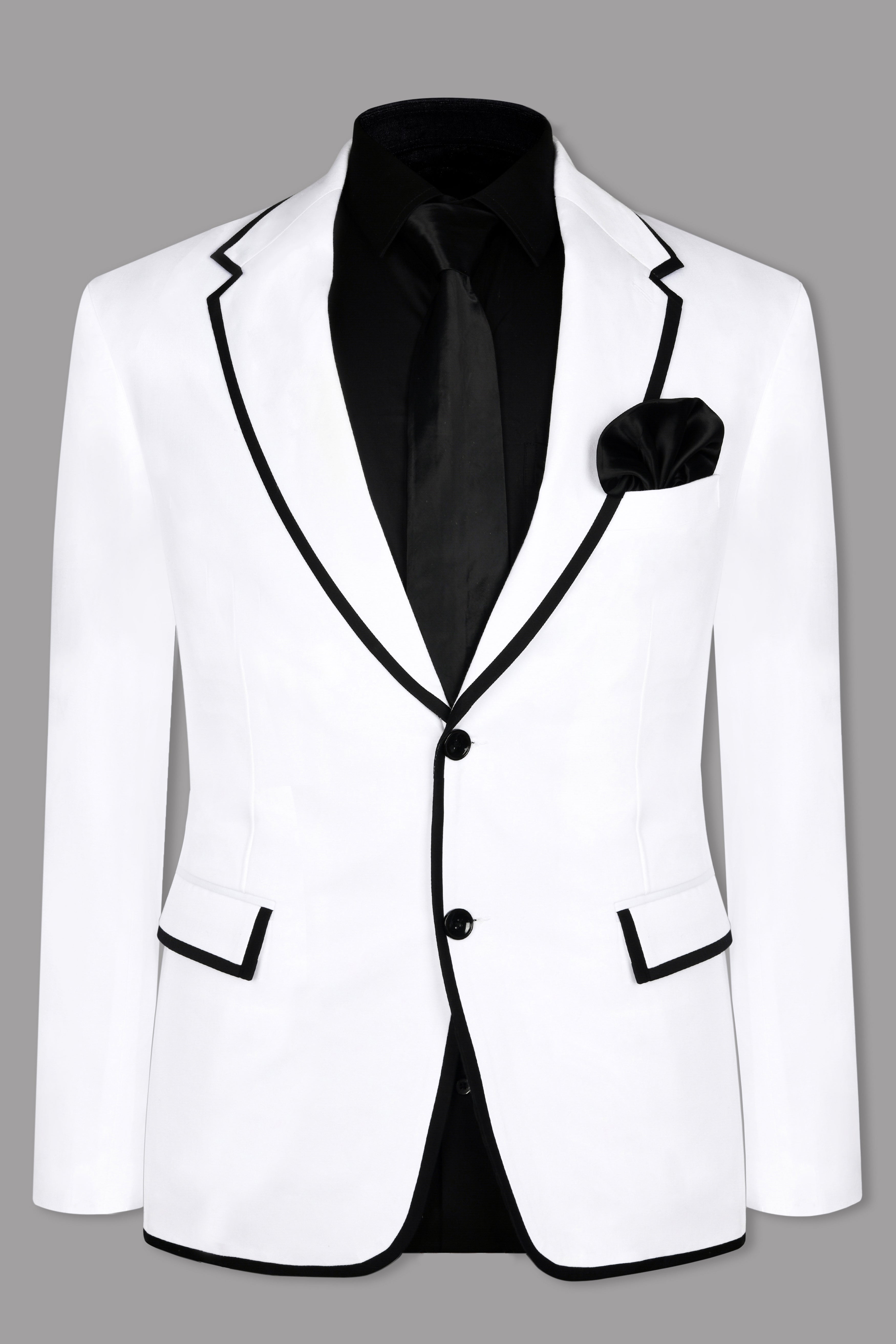 White with Black Border Patterned Cotton suit