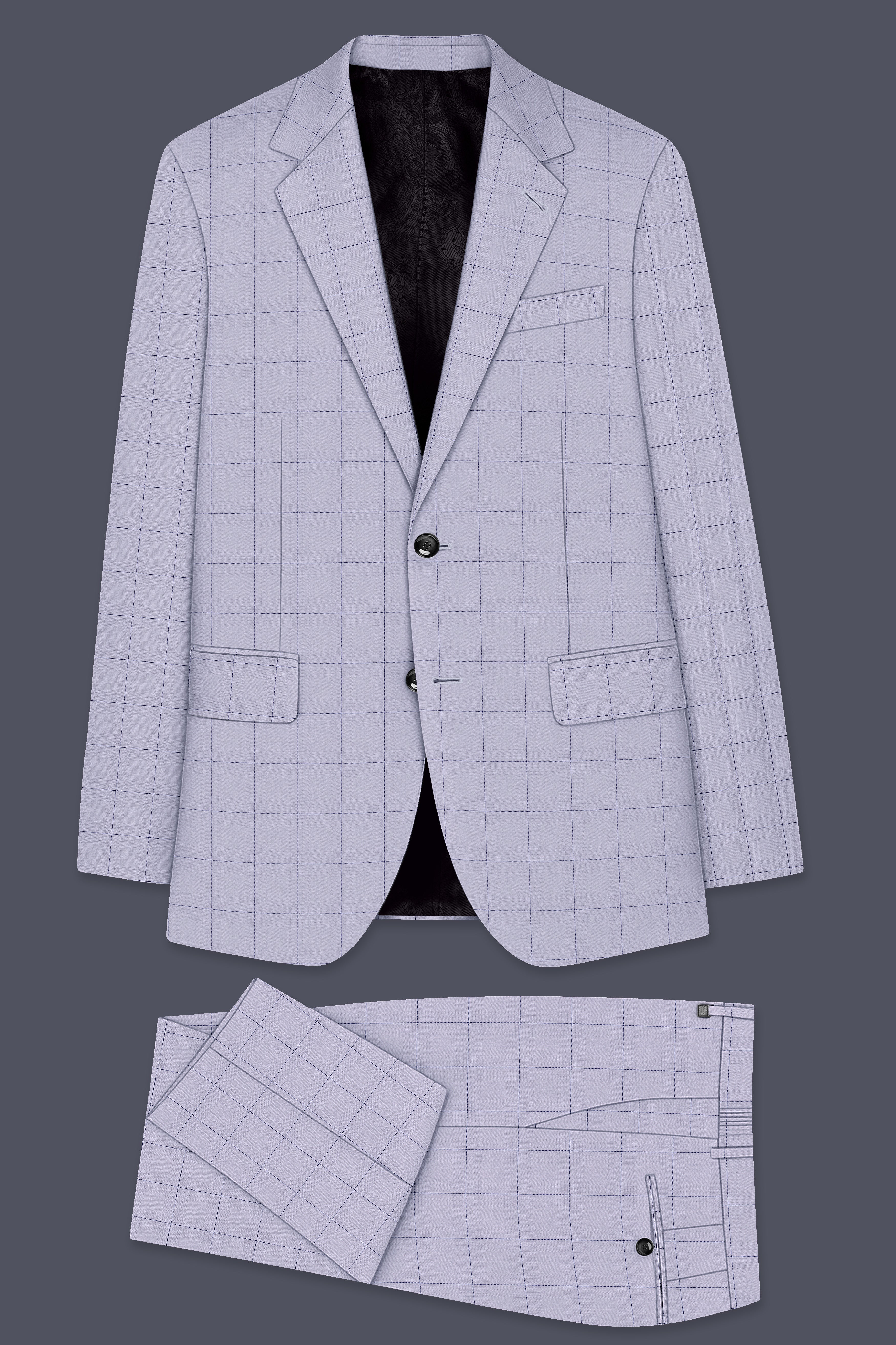Regent Gray Windowpane Single Breasted Suit