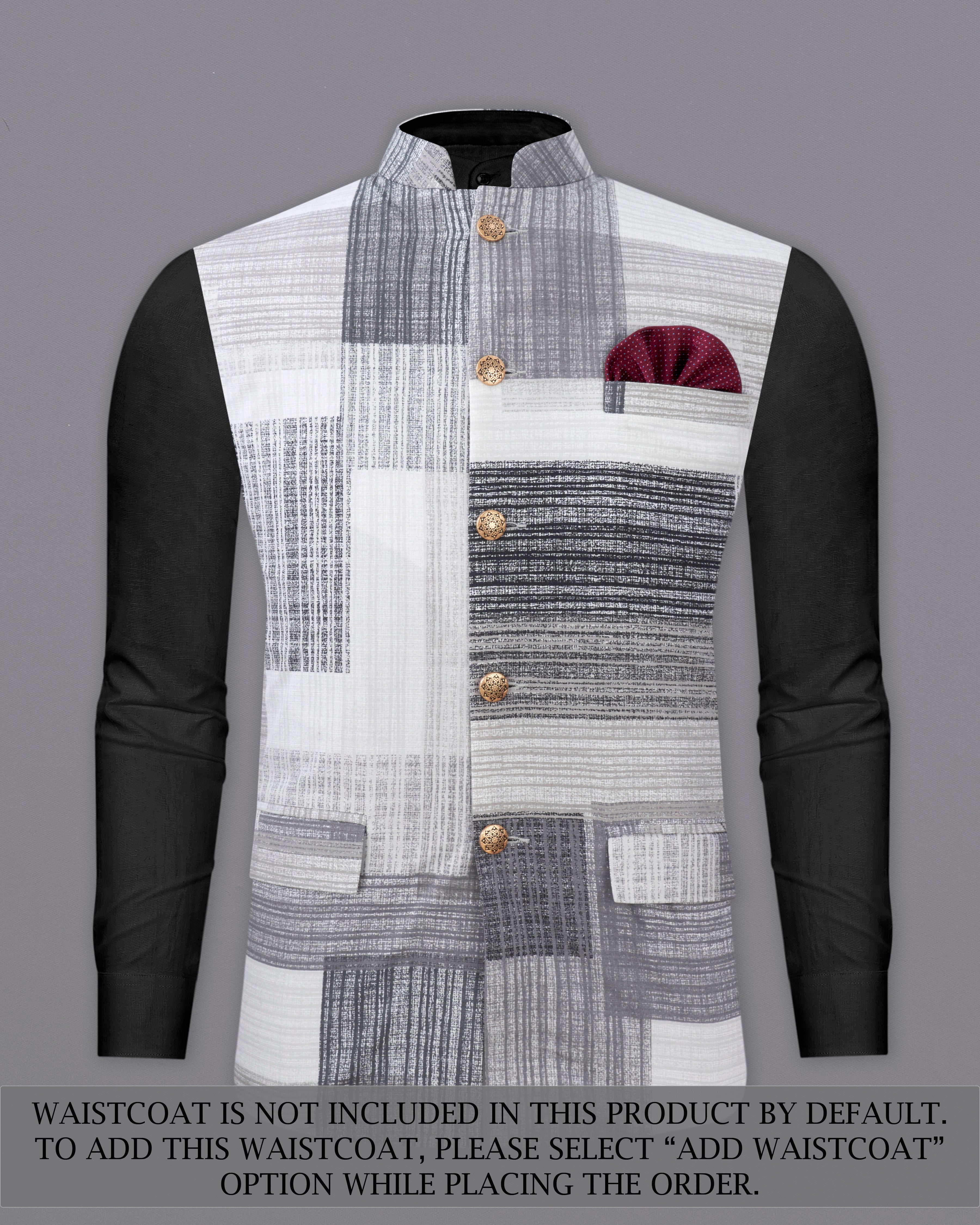Mystic Gray and Black Premium Cotton Cross Placket Bandhgala Suit