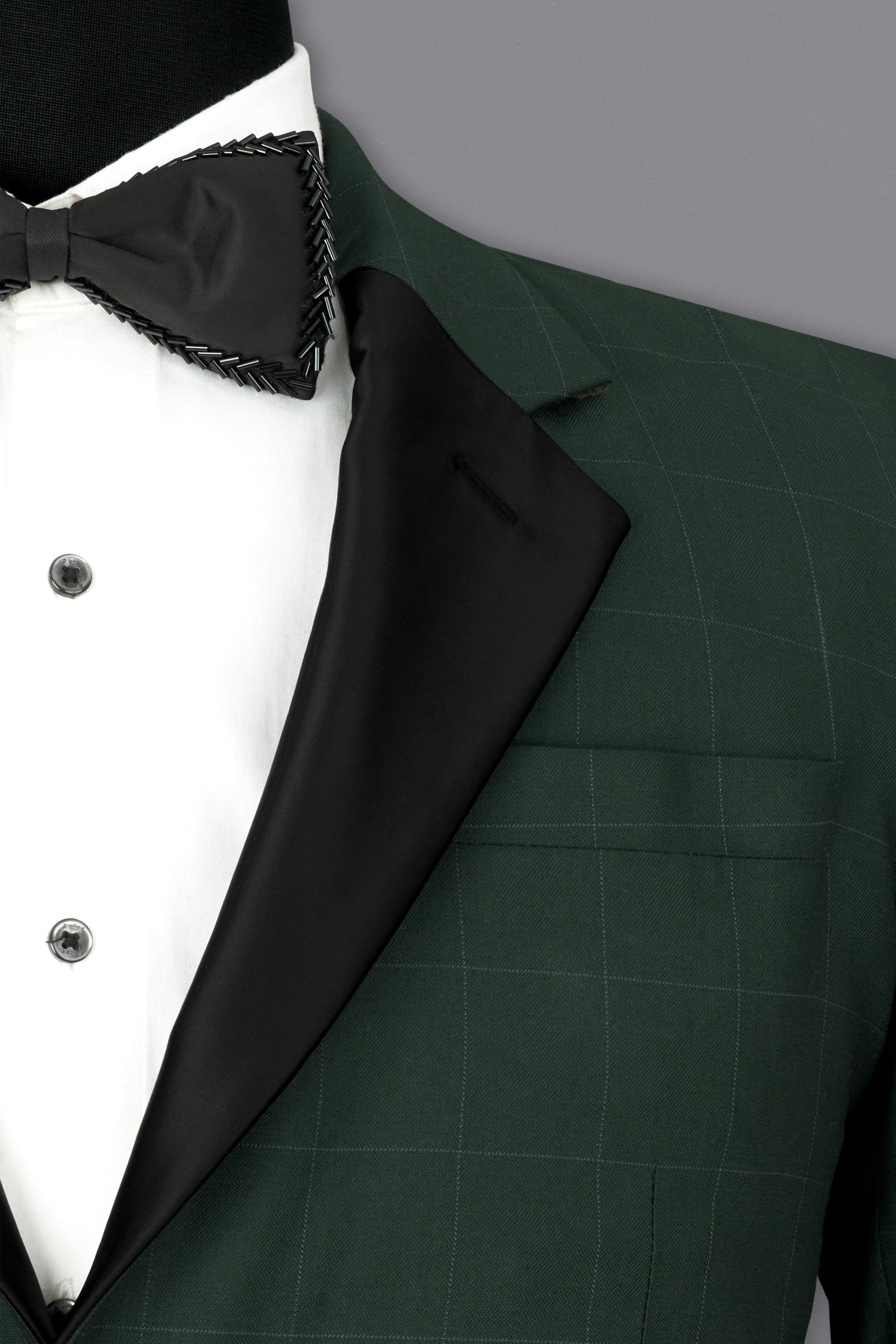 Gunmetal Green Subtle Windowpane Tuxedo Suit