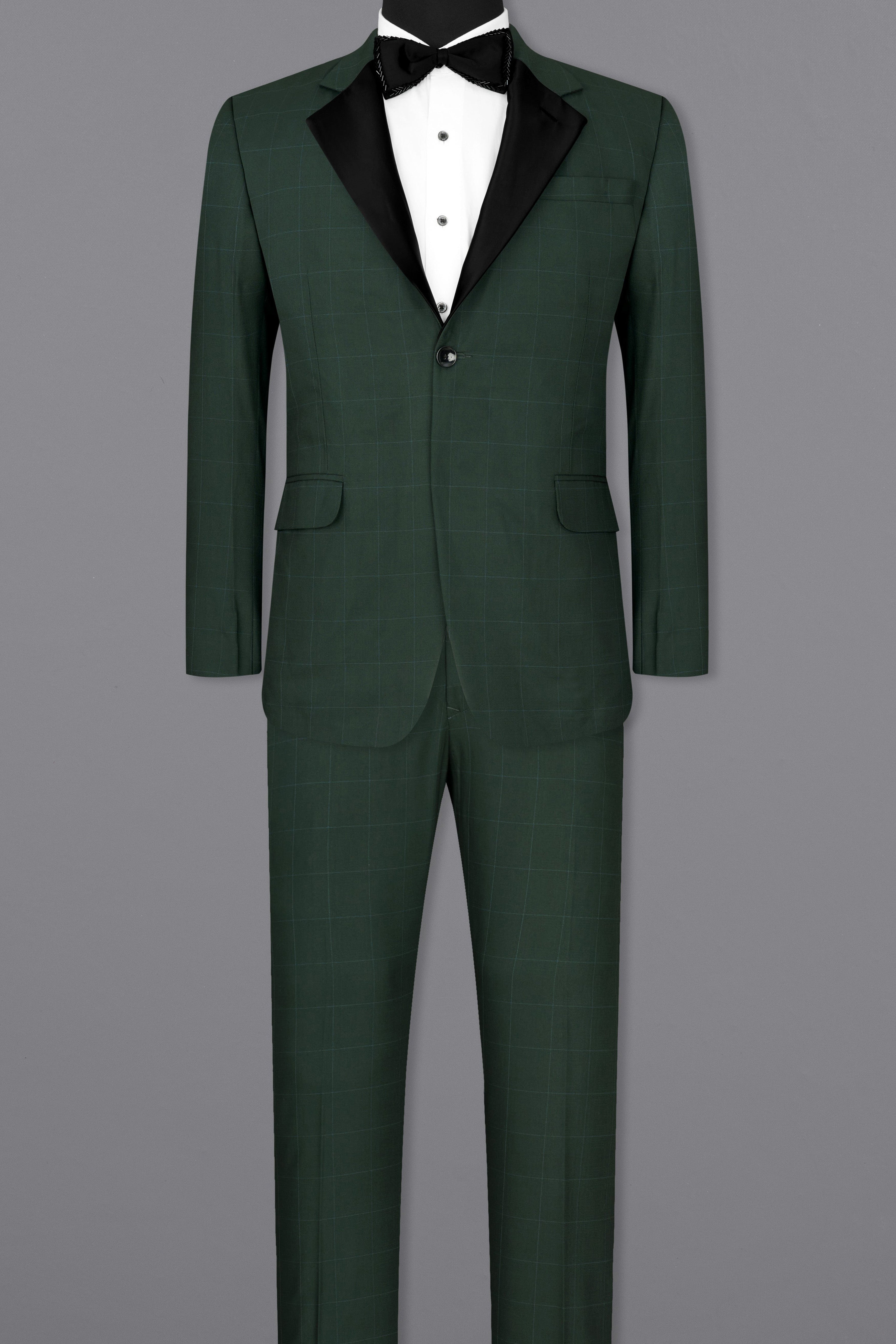 Gunmetal Green Subtle Windowpane Tuxedo Suit