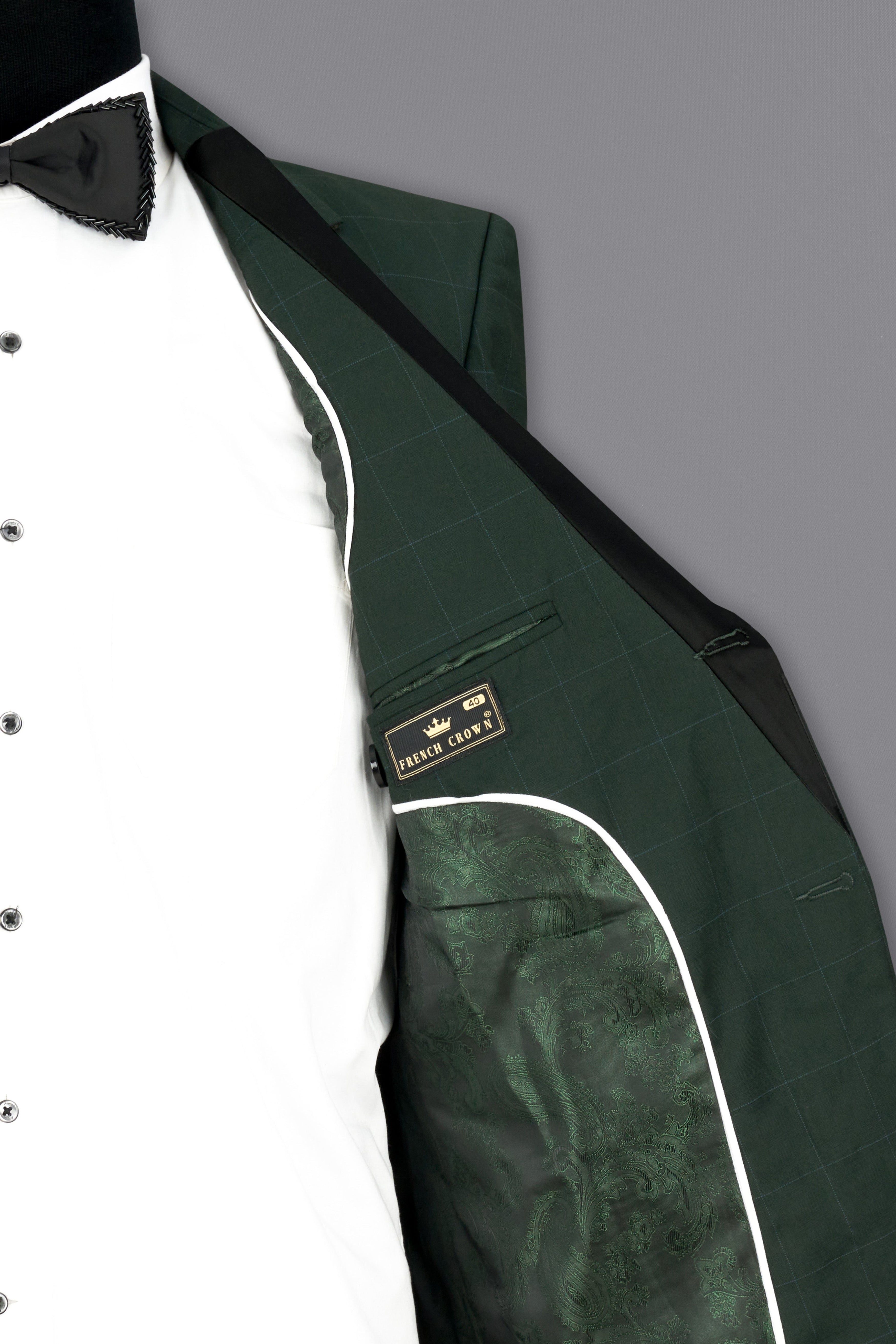 Gunmetal Green Subtle Windowpane Tuxedo Suit