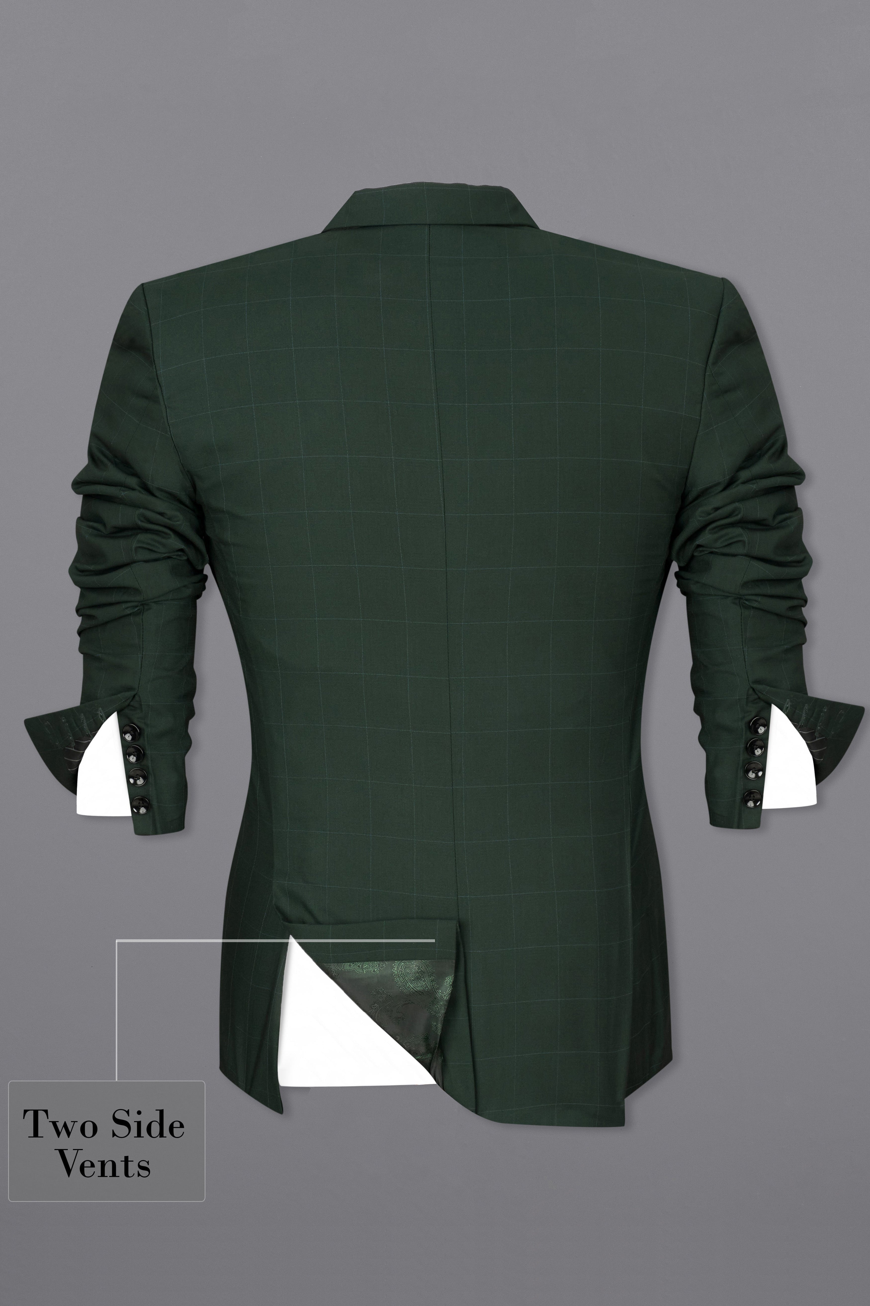 Gunmetal Green Subtle Windowpane Tuxedo Suit