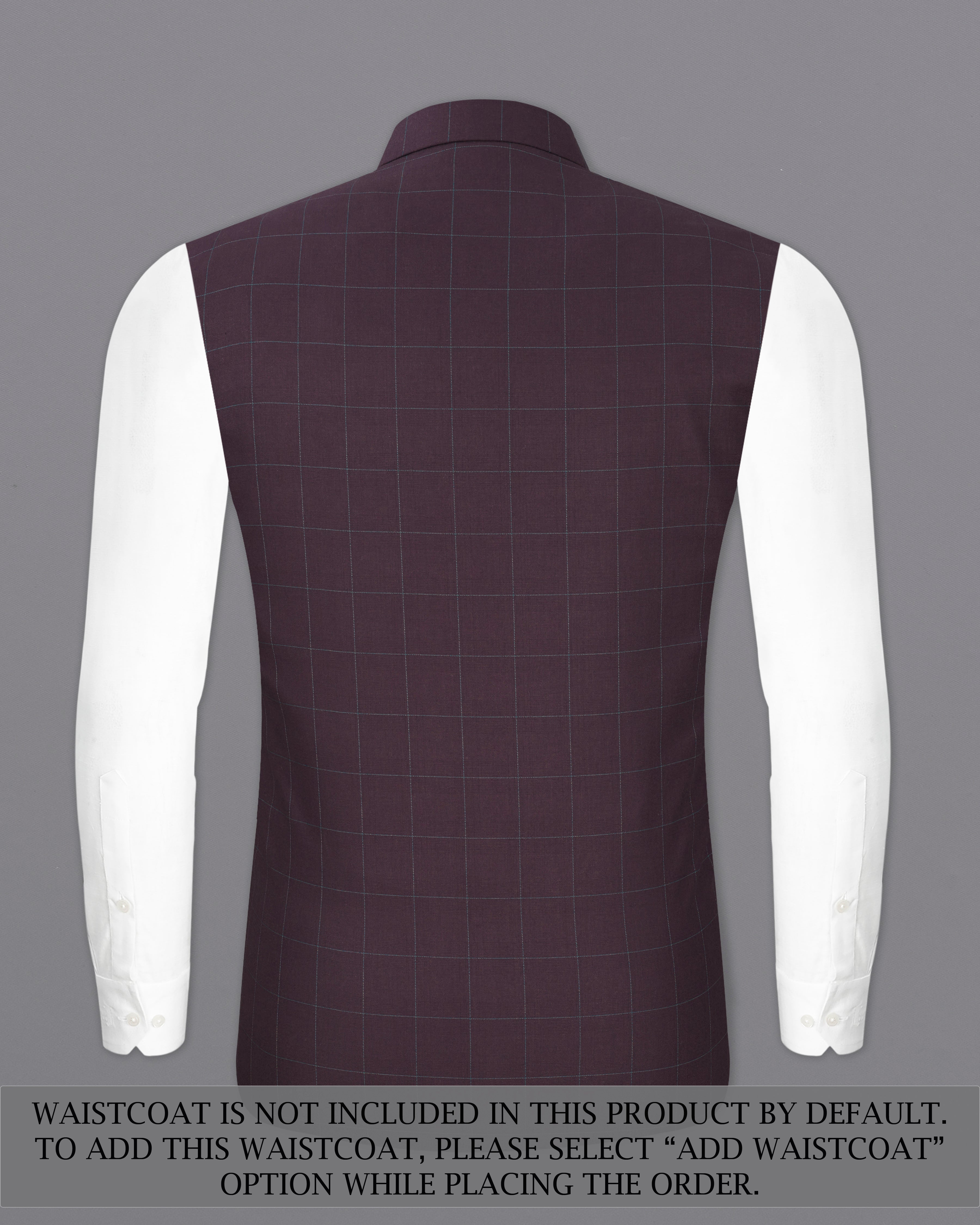 Thunder Maroon Windowpane Cross Placket Bandhgala Suit