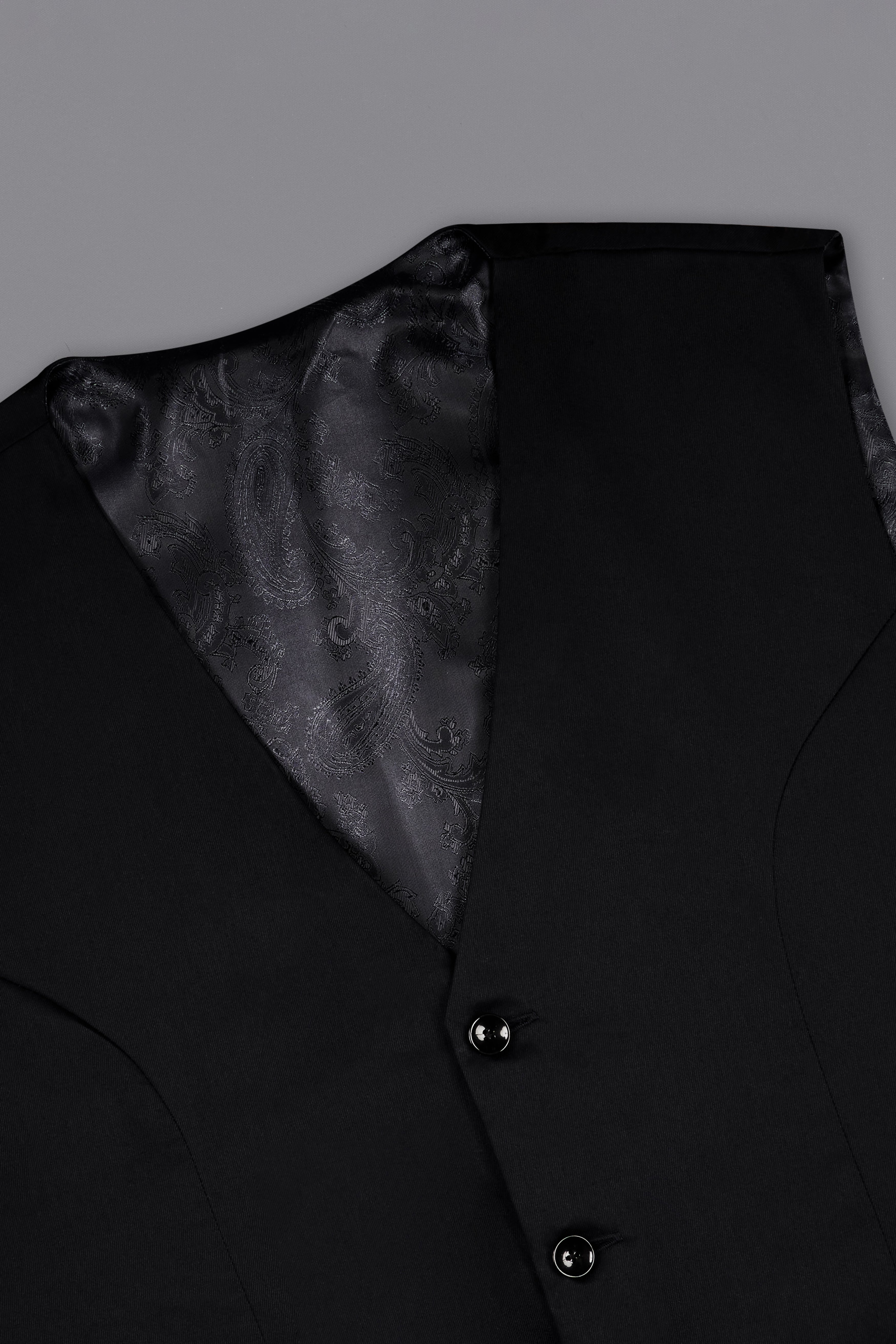 Jade Black Subtle Sheen With White Piping Work Designer Suit