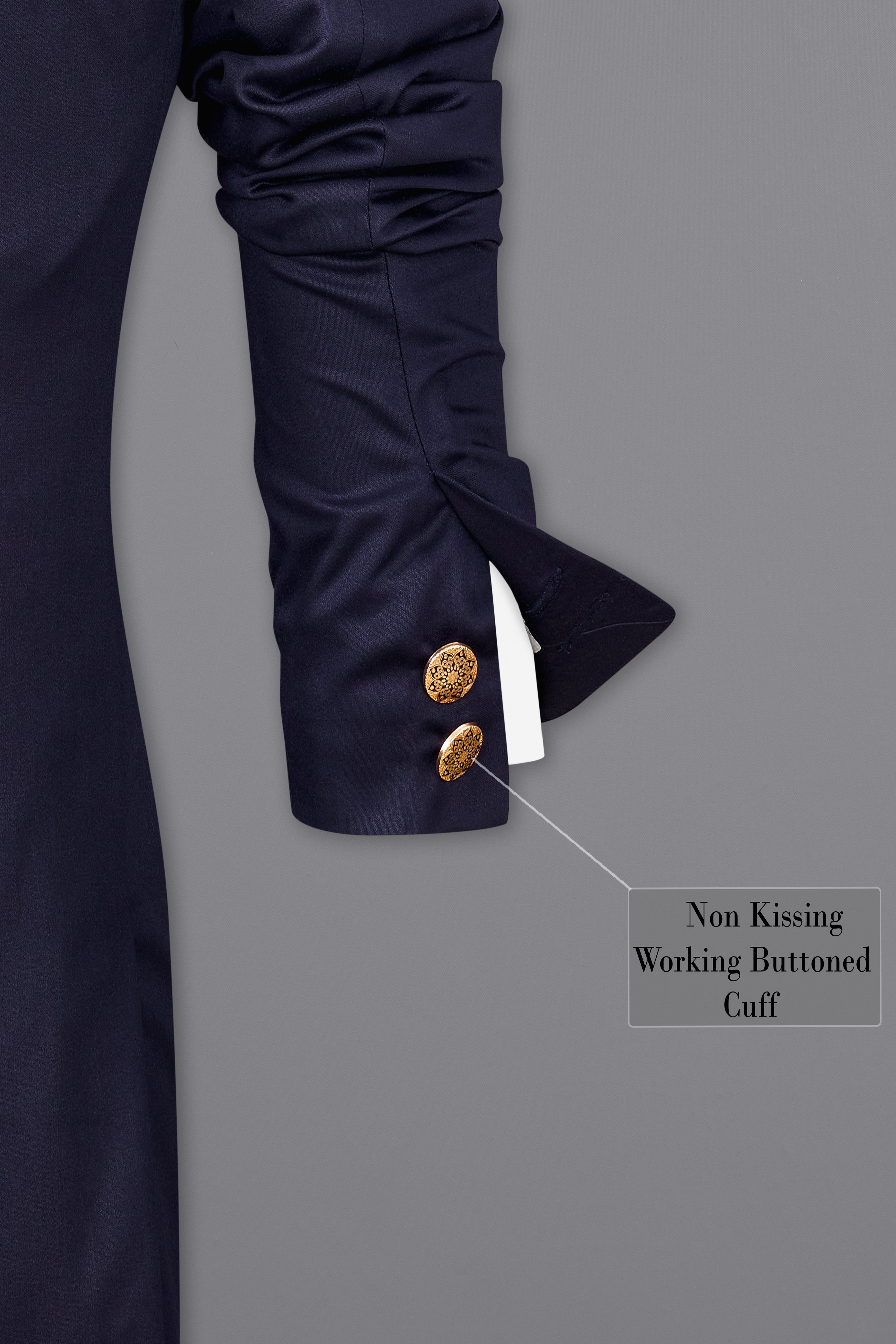 Navy Subtle Sheen Blue Bandhgala Suit