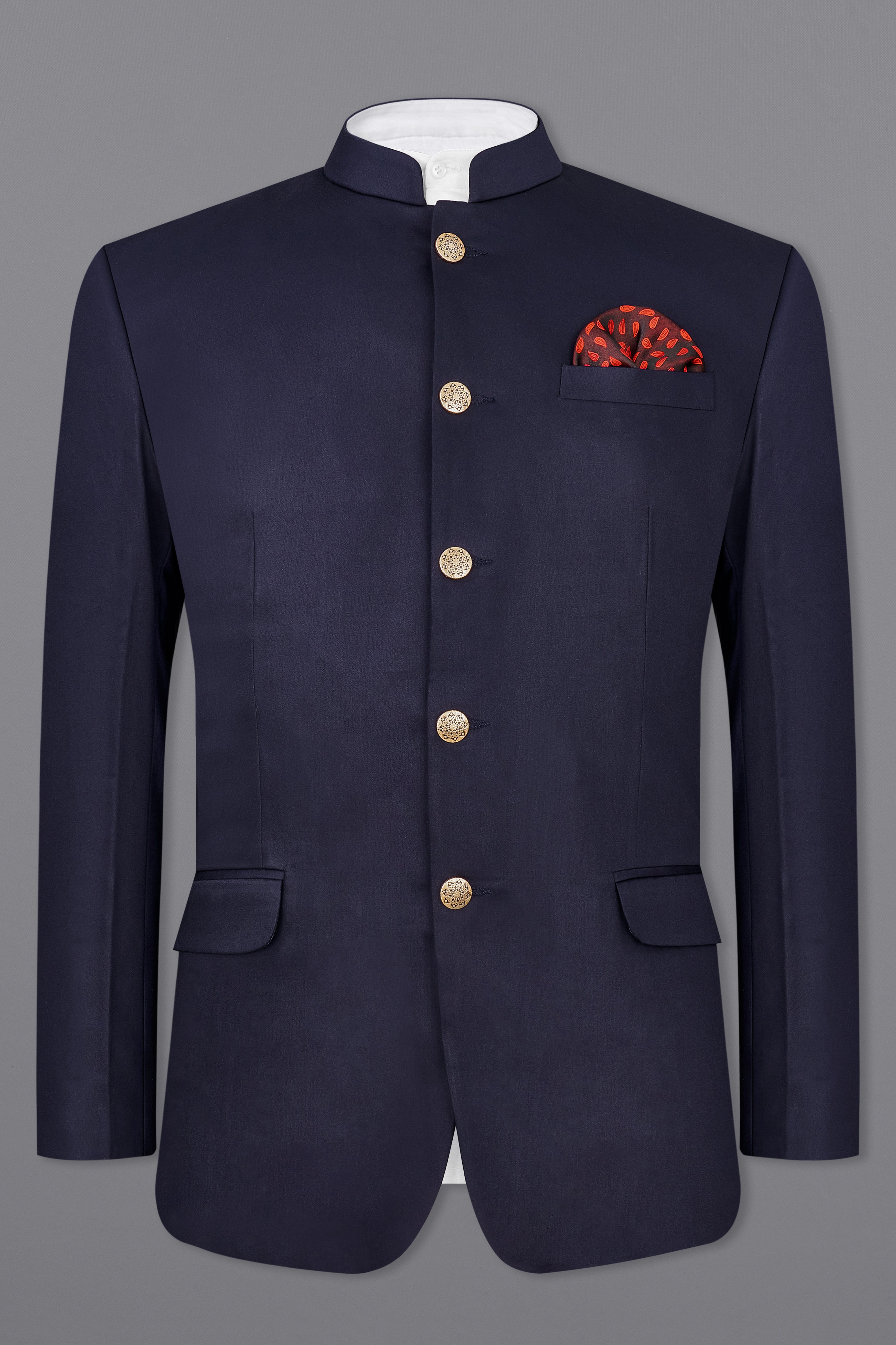 Navy Subtle Sheen Blue Bandhgala Suit