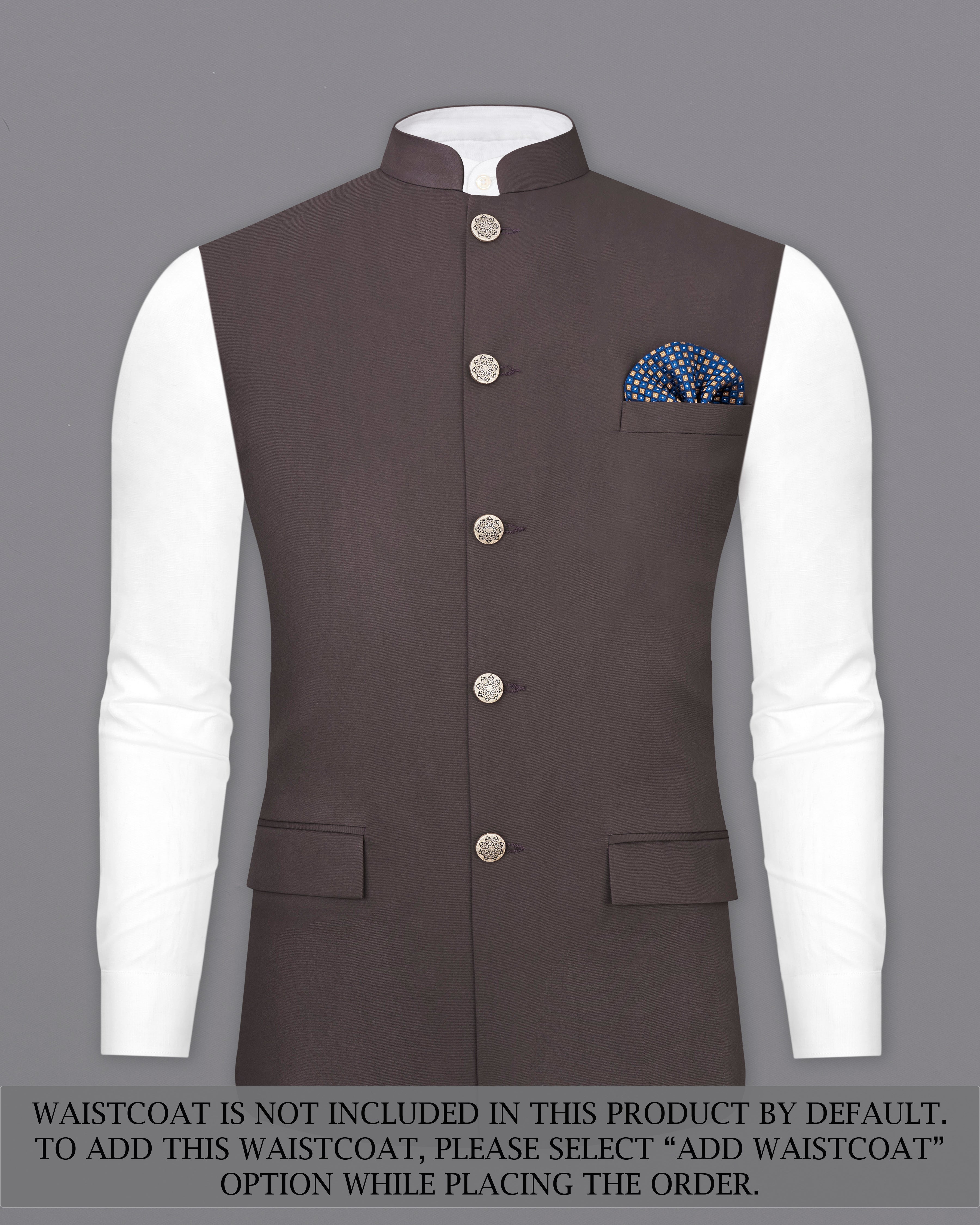 Coffee Brown Cross Placket Bandhgala Suit