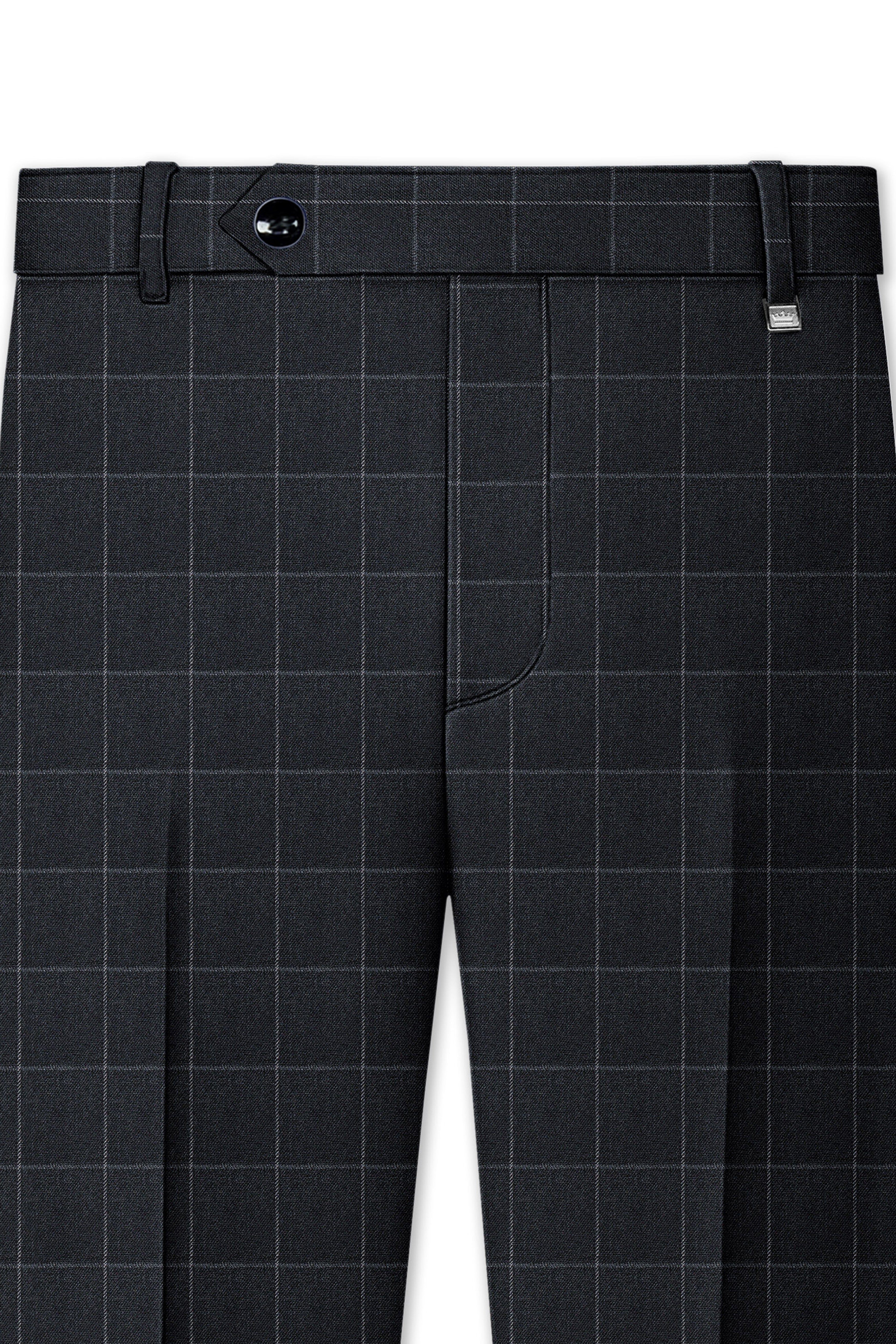 Charcoal Gray Windowpane Single Breasted Suit