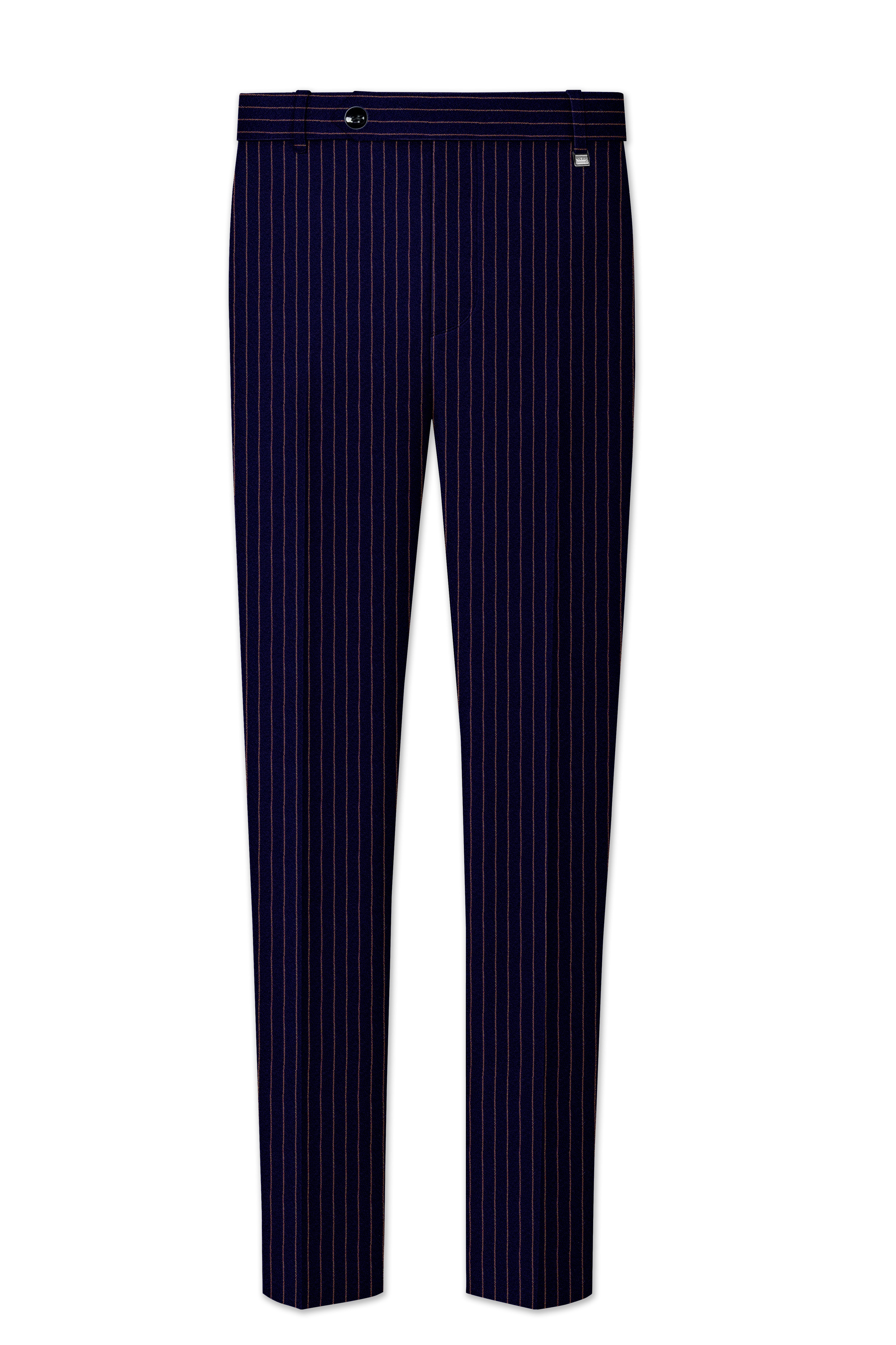 Tuna Navy Blue with Coral Reef Brown Striped Double-Breasted Suit