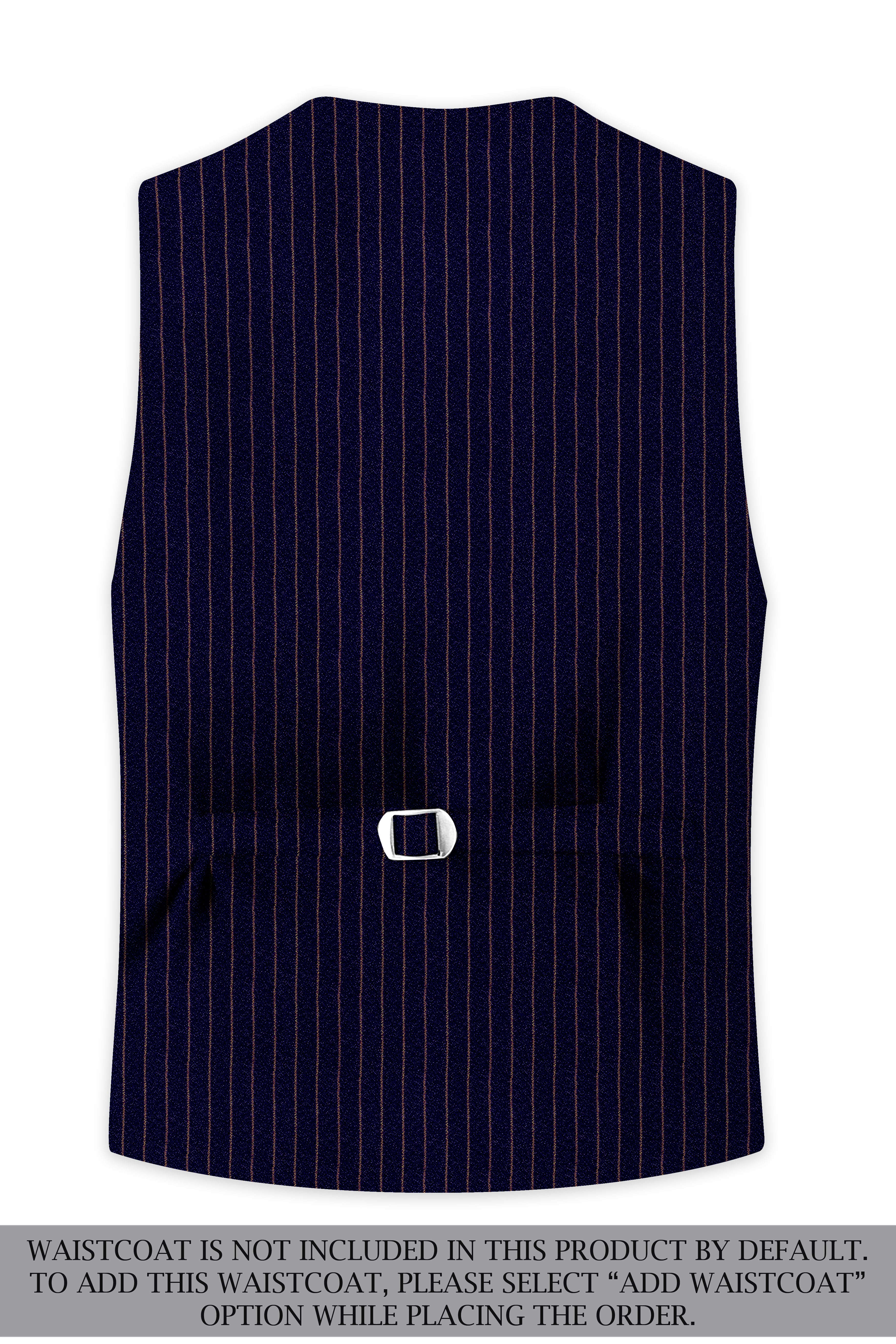 Tuna Navy Blue with Coral Reef Brown Striped Double-Breasted Suit