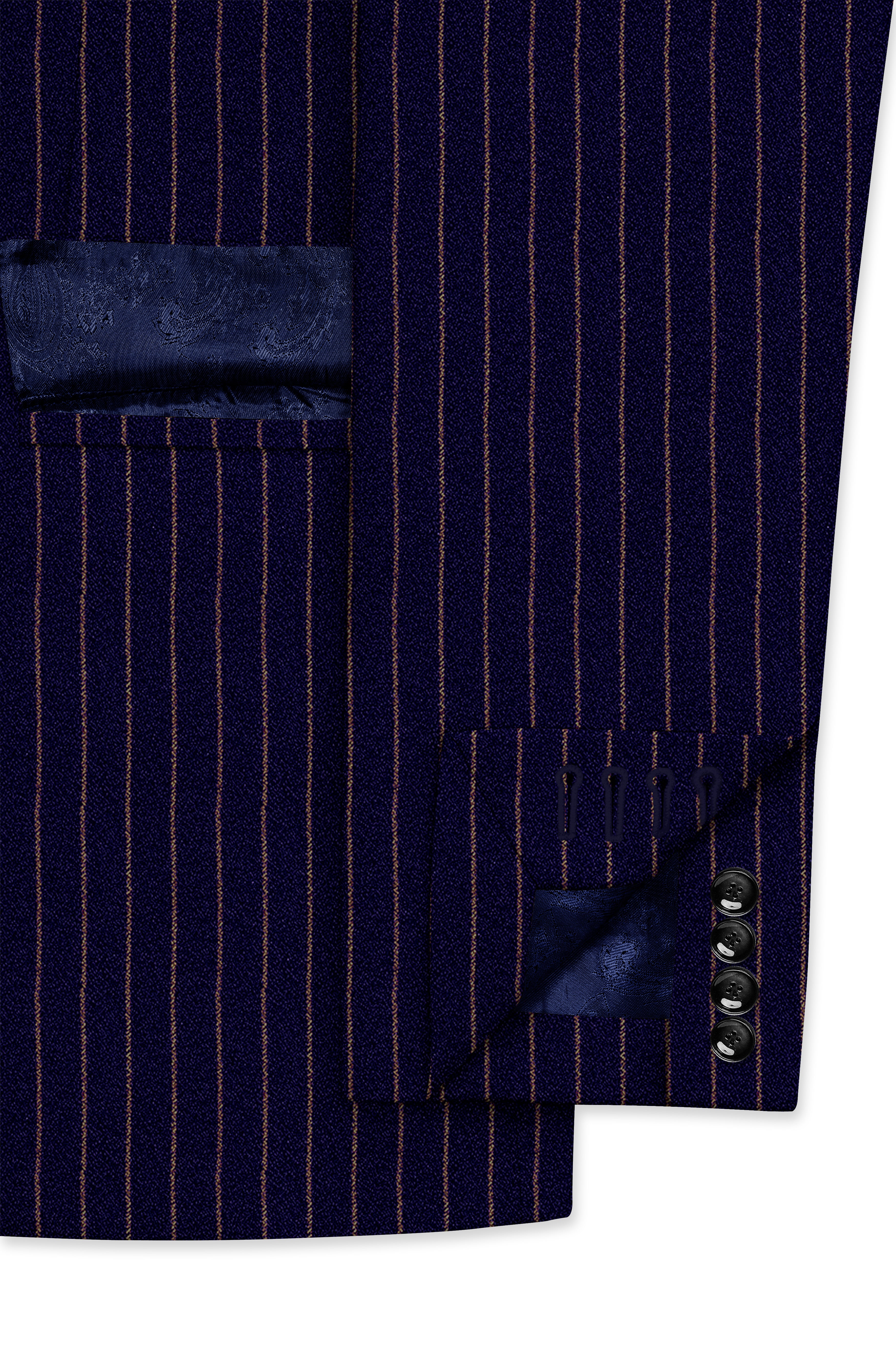 Tuna Navy Blue with Coral Reef Brown Striped Double-Breasted Suit