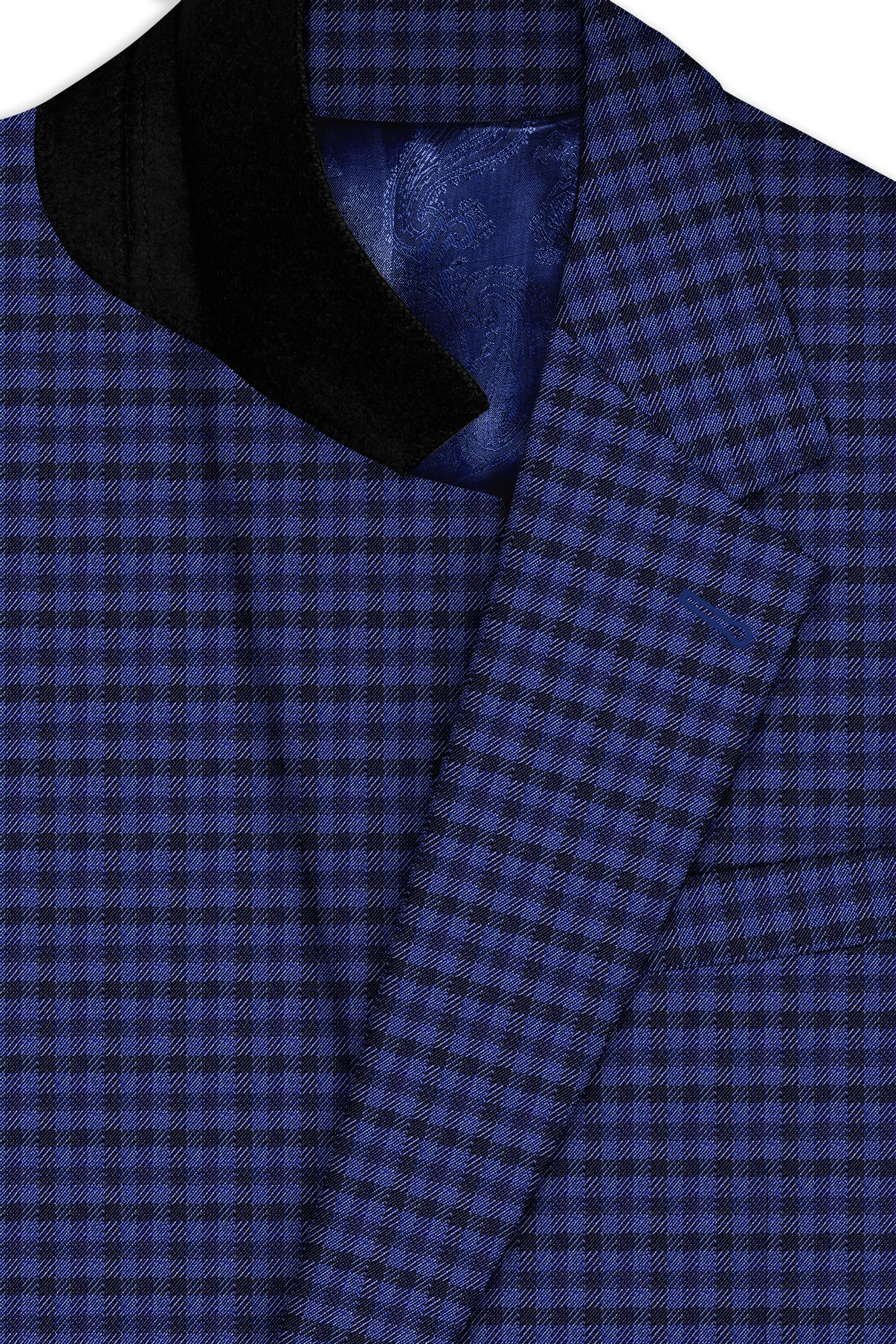 Victoria Blue Gingham Checkered Single Breasted Suit