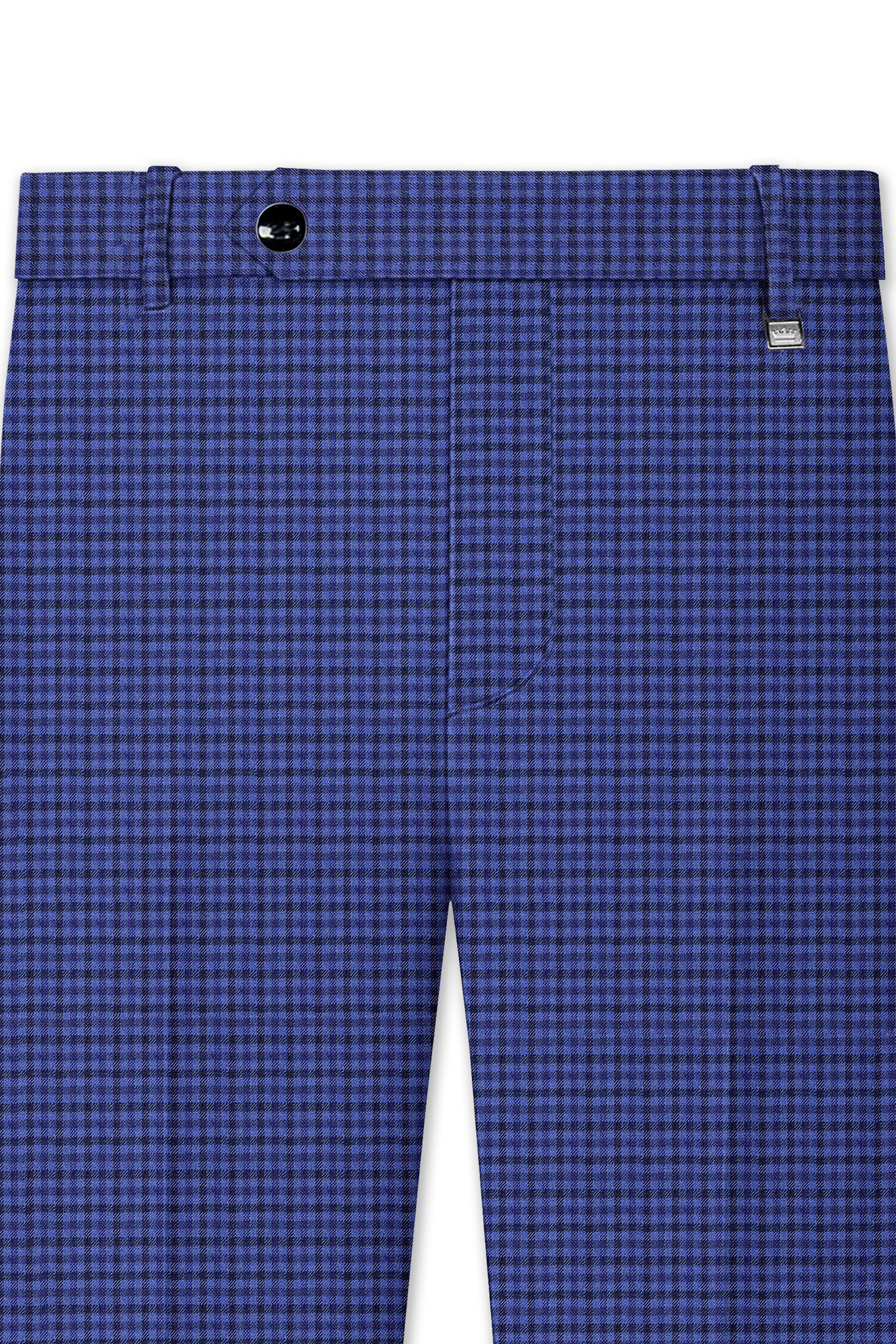 Victoria Blue Gingham Checkered Double Breasted Suit