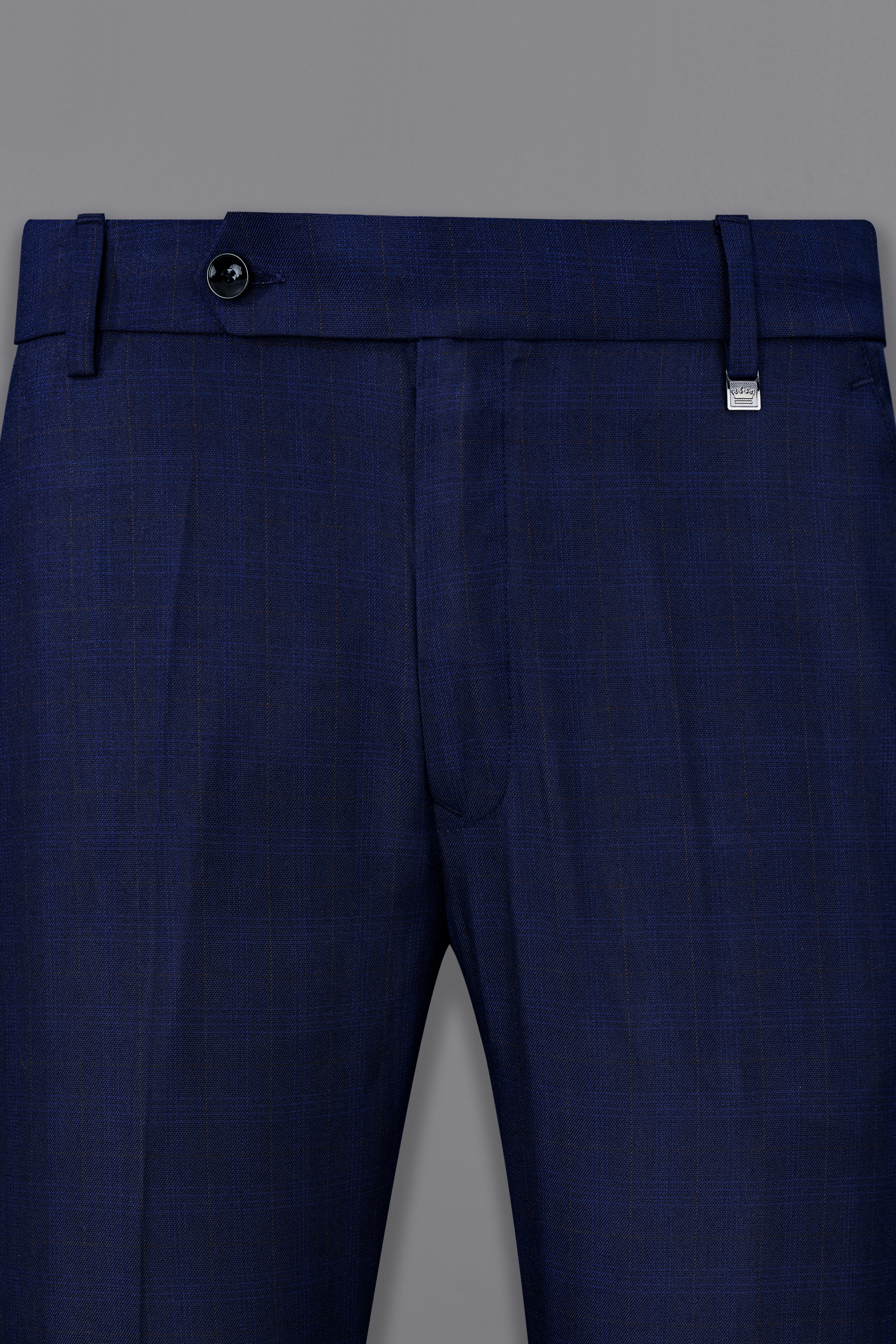 Tuna Blue Windowpane Cross Placket Bandhgaala Suit